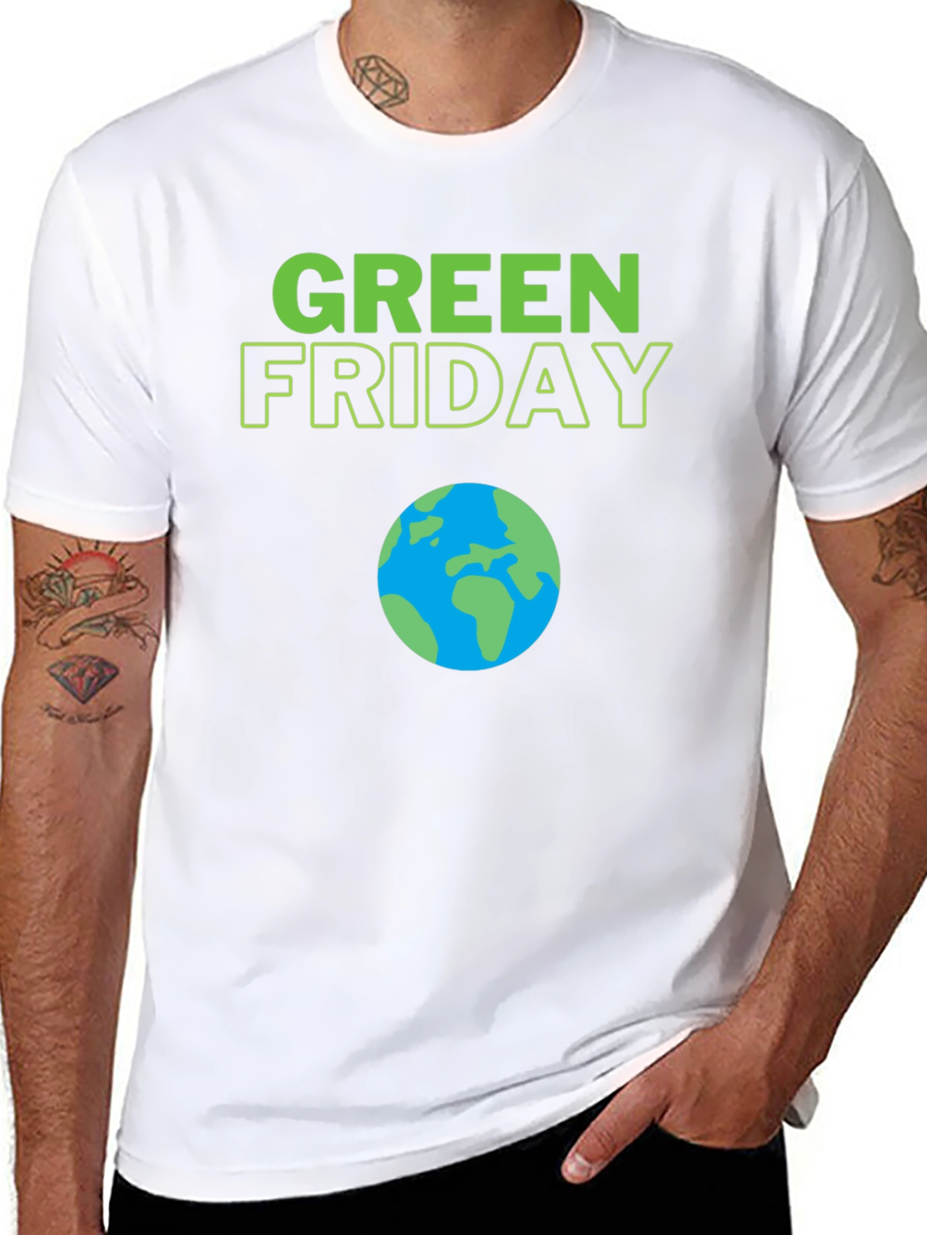 Green Friday Earth Day T-Shirt - Black
