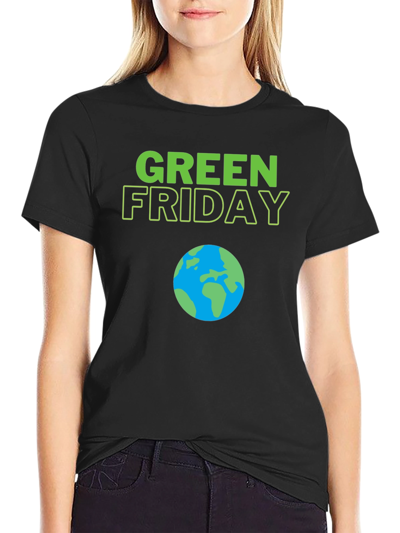Green Friday Earth Day T-Shirt - Black