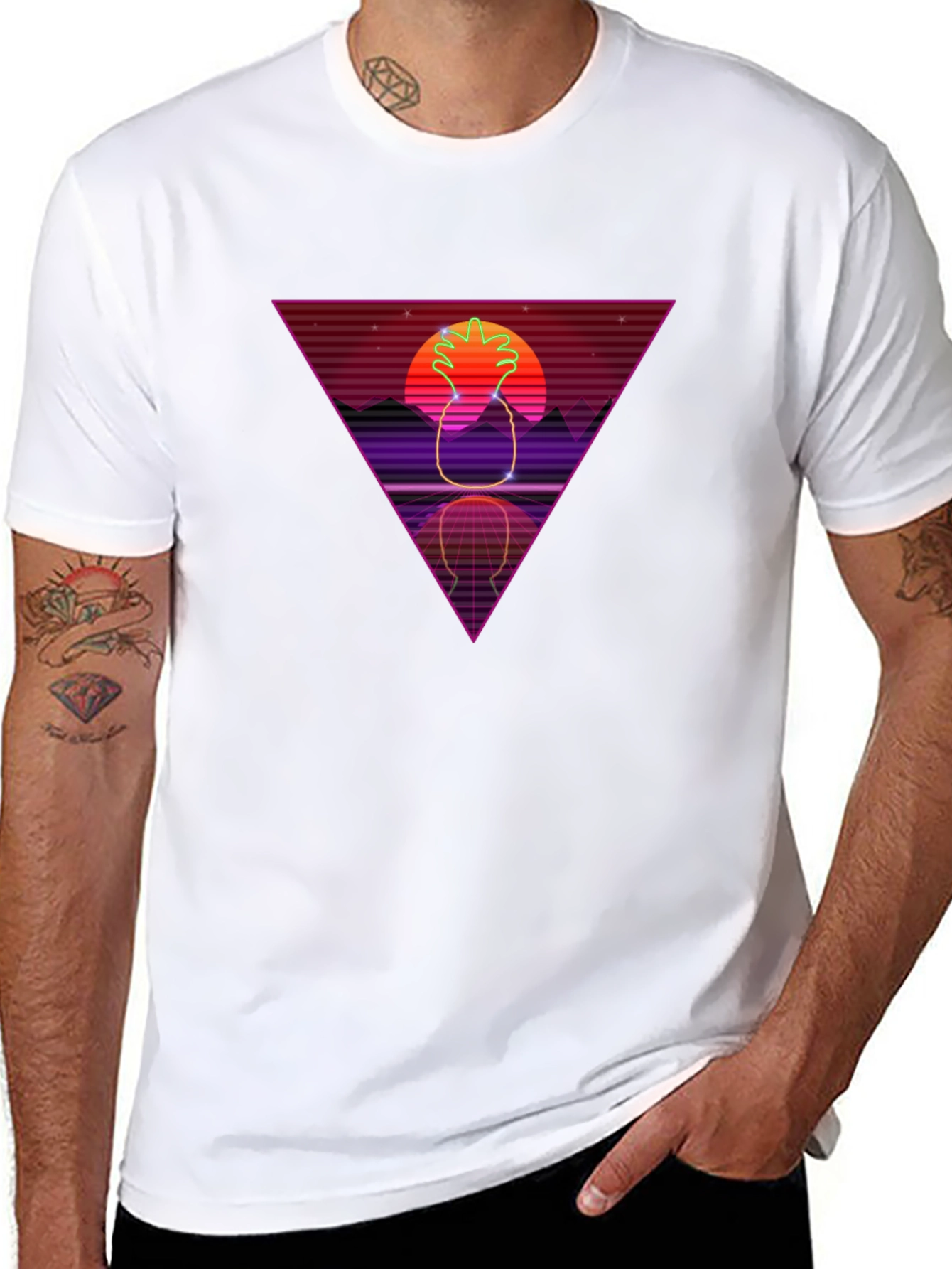Retro Pineapple T-Shirt - 80s Synthwave Style