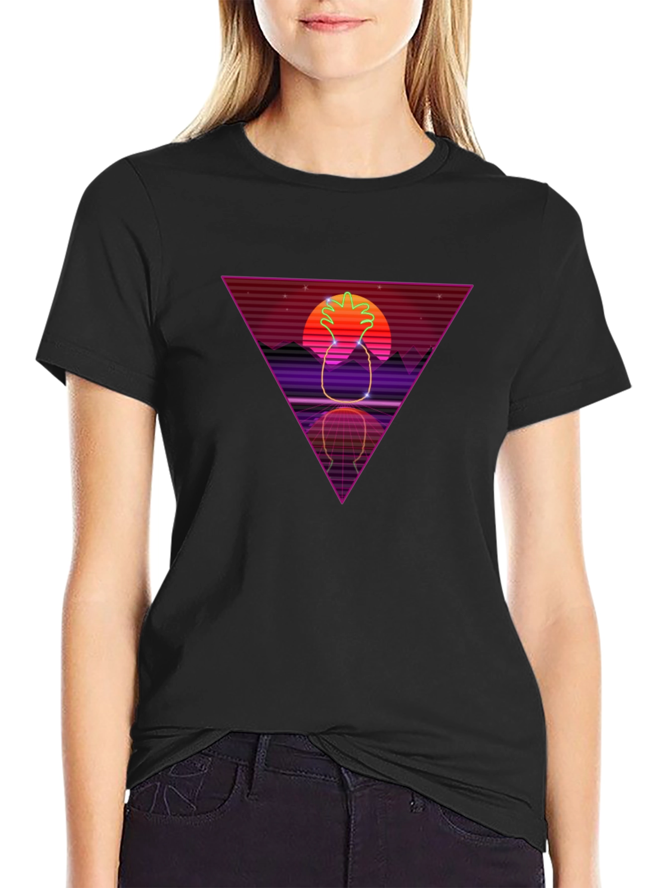 Retro Pineapple T-Shirt - 80s Synthwave Style