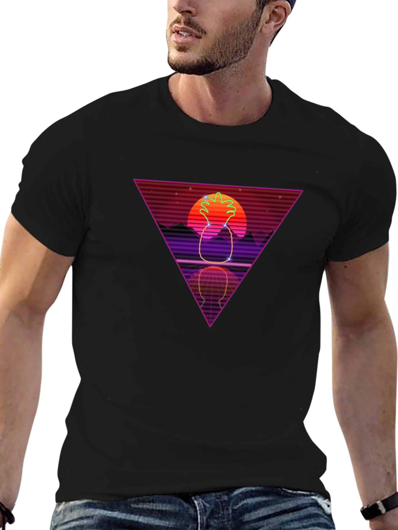 Retro Pineapple T-Shirt - 80s Synthwave Style