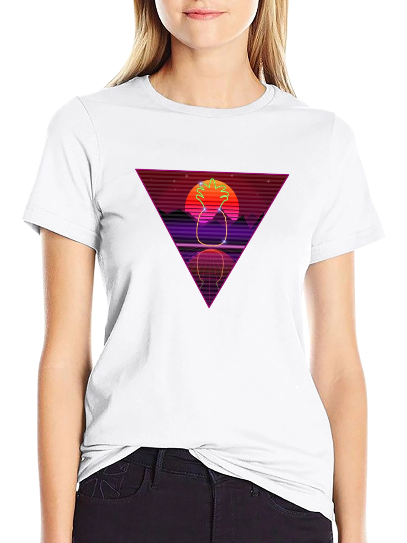 Retro Pineapple T-Shirt - 80s Synthwave Style
