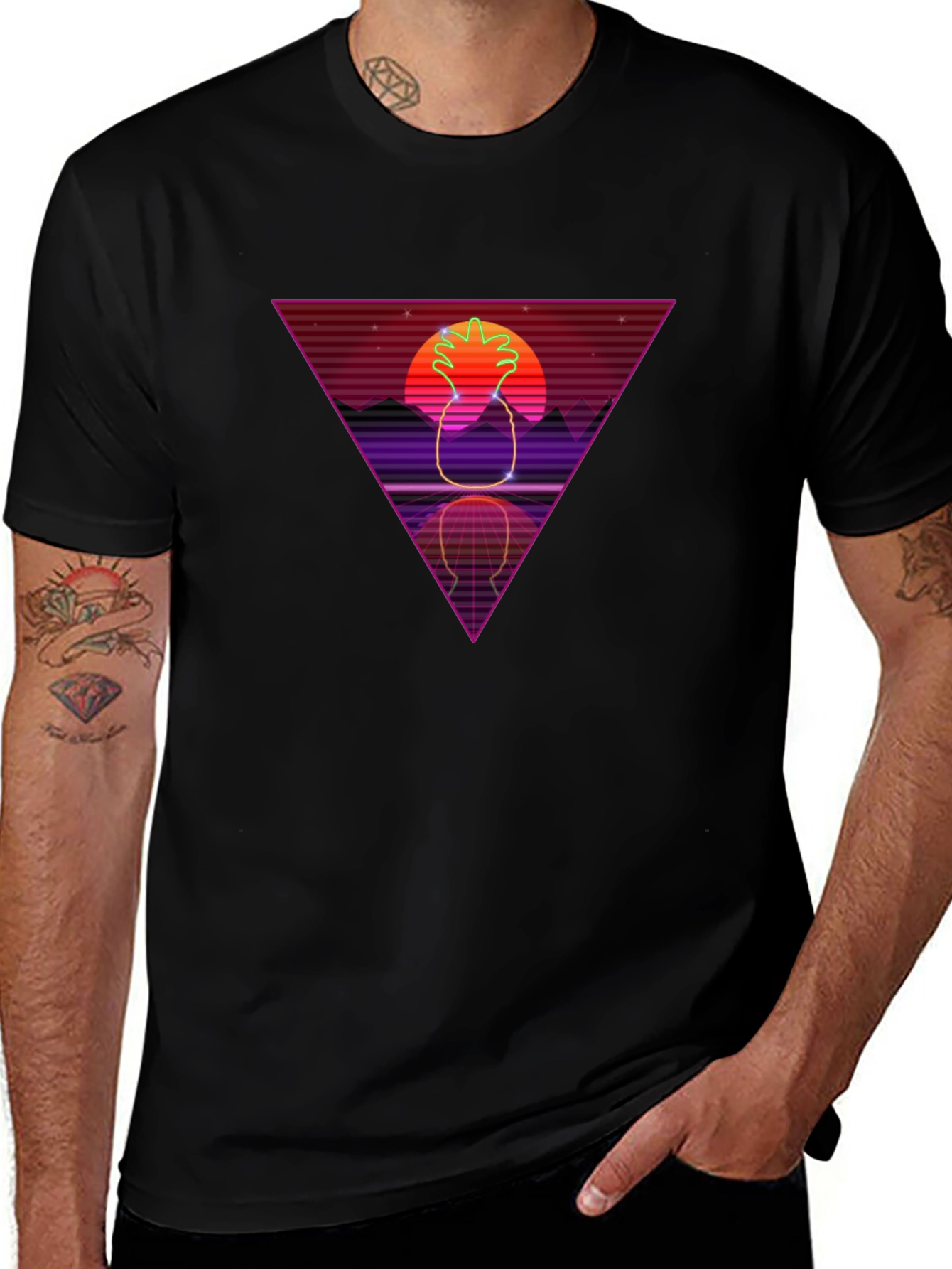Retro Pineapple T-Shirt - 80s Synthwave Style