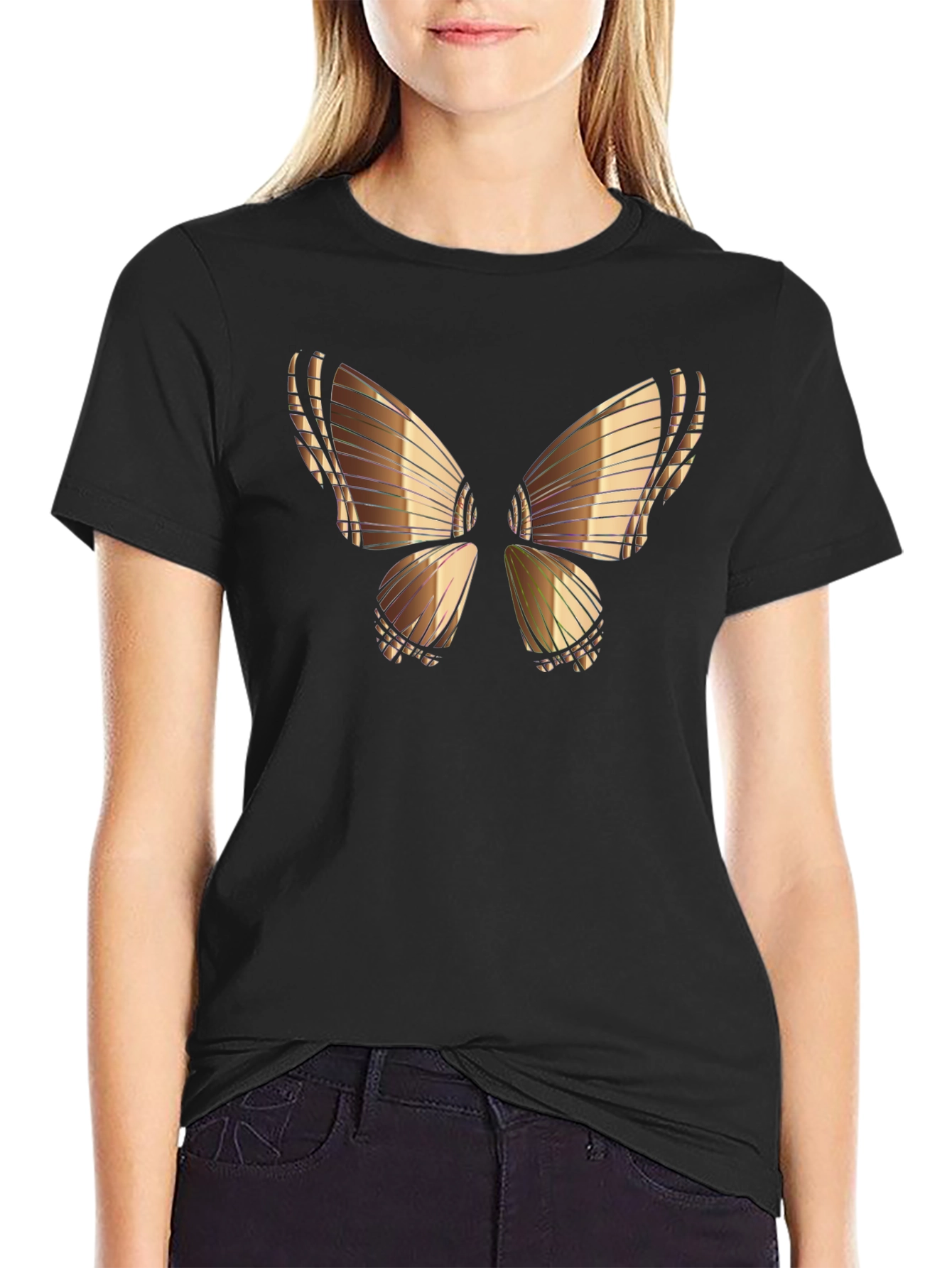 Butterfly Graphic Tee - Black Cotton Blend
