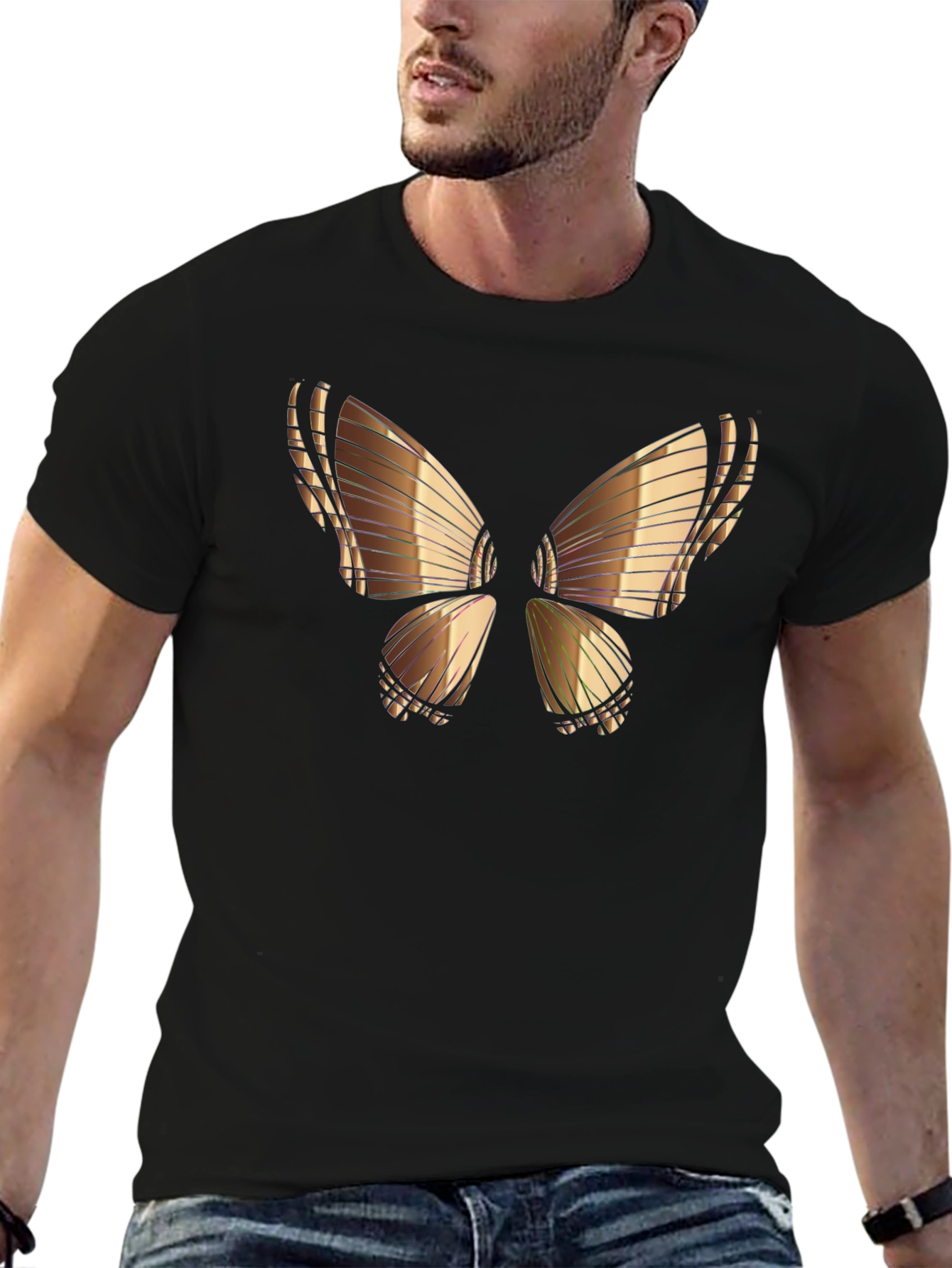 Butterfly Graphic Tee - Black Cotton Blend