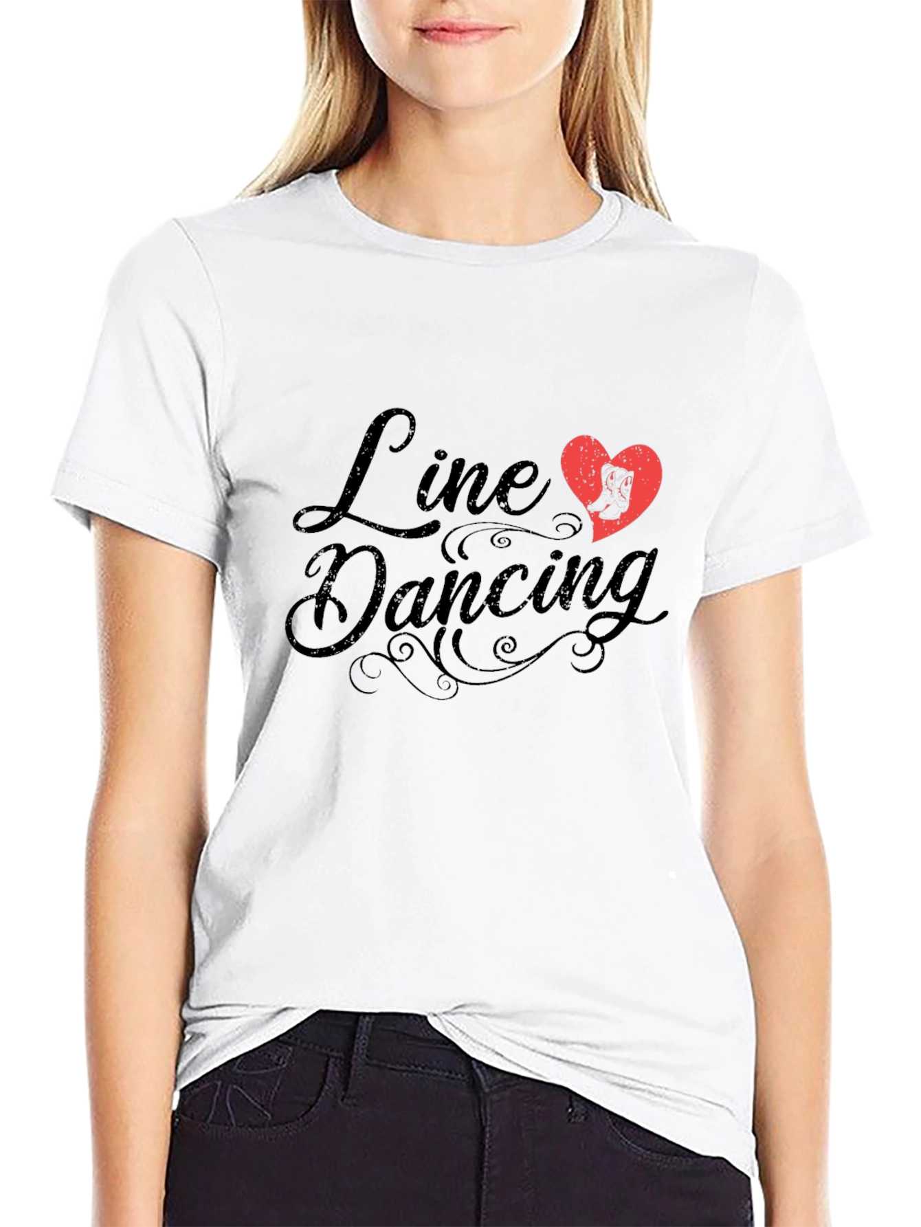 Line Dancing Heart T-Shirt - Black