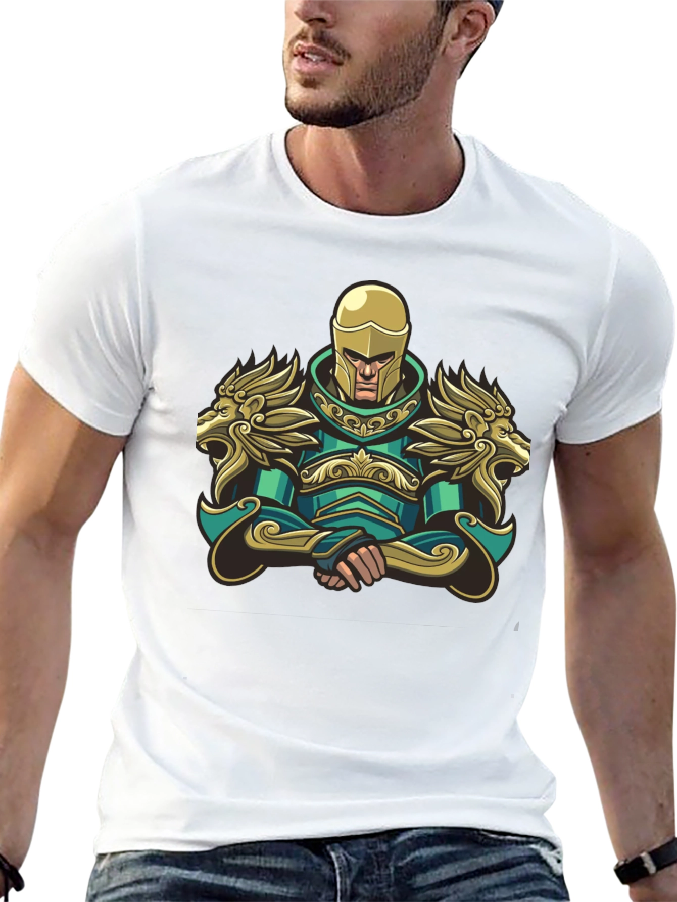 Warrior Knight Graphic T-Shirt - Black