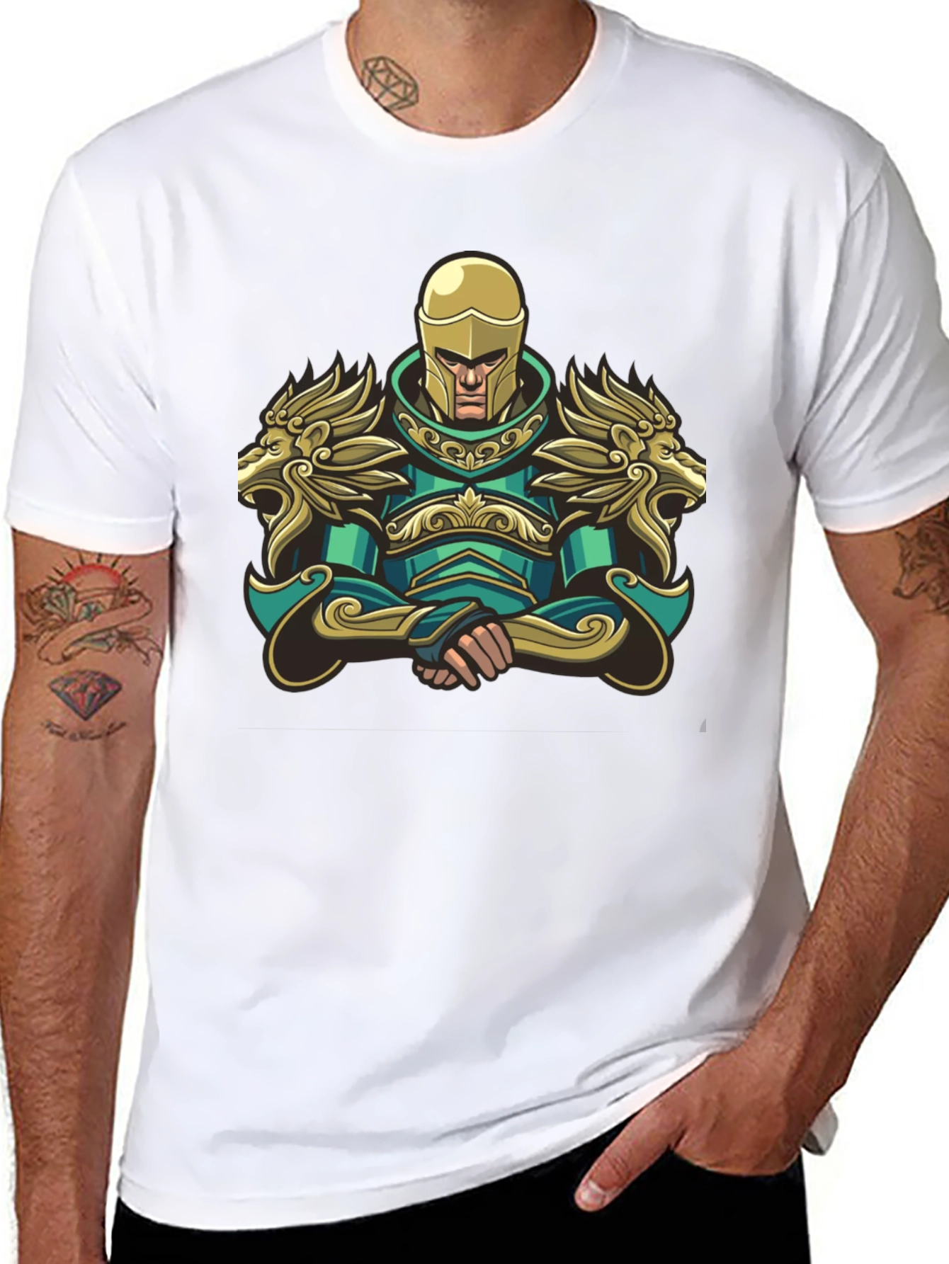 Warrior Knight Graphic T-Shirt - Black