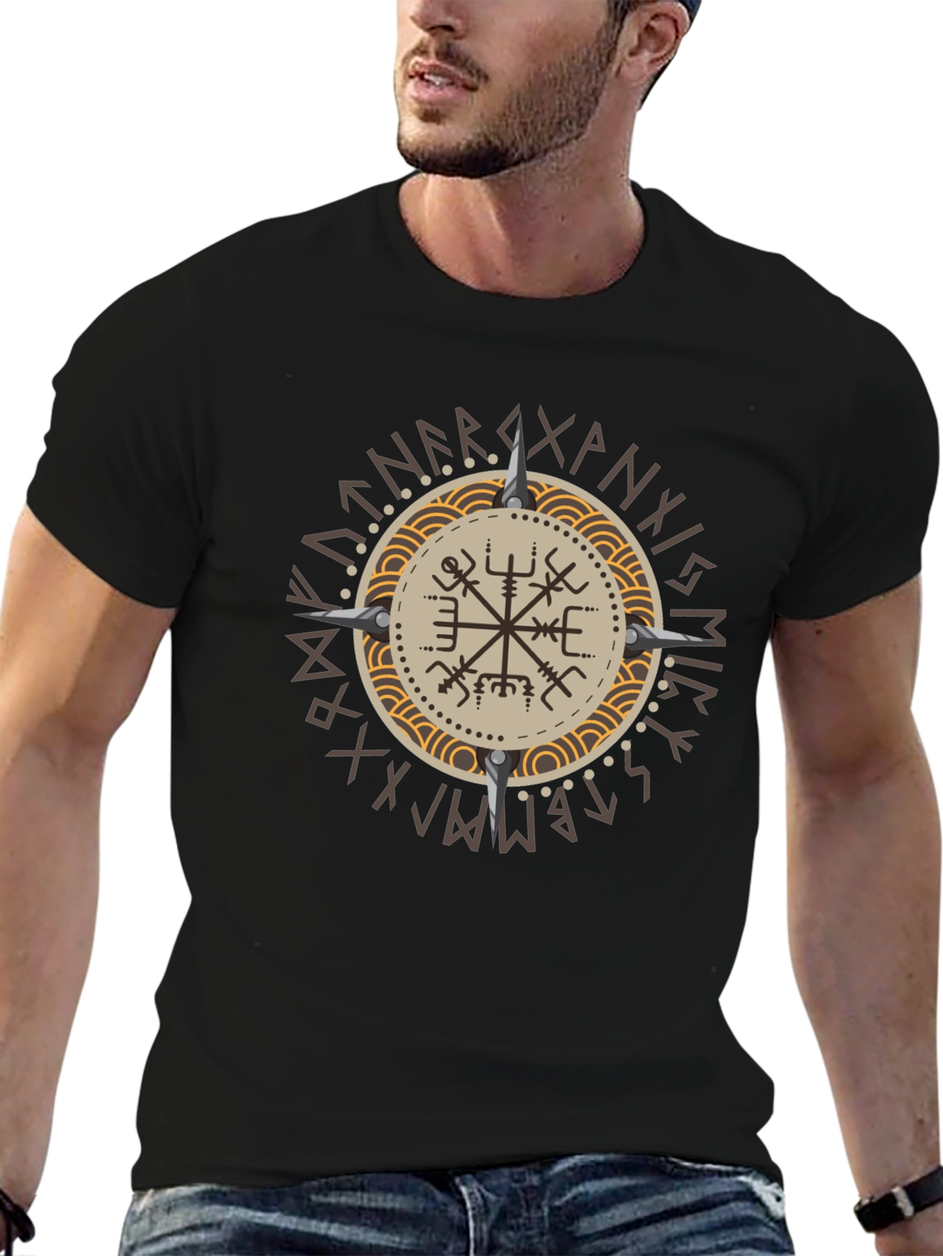 Vegvisir Compass Viking T-Shirt - Nordic Rune Symbol