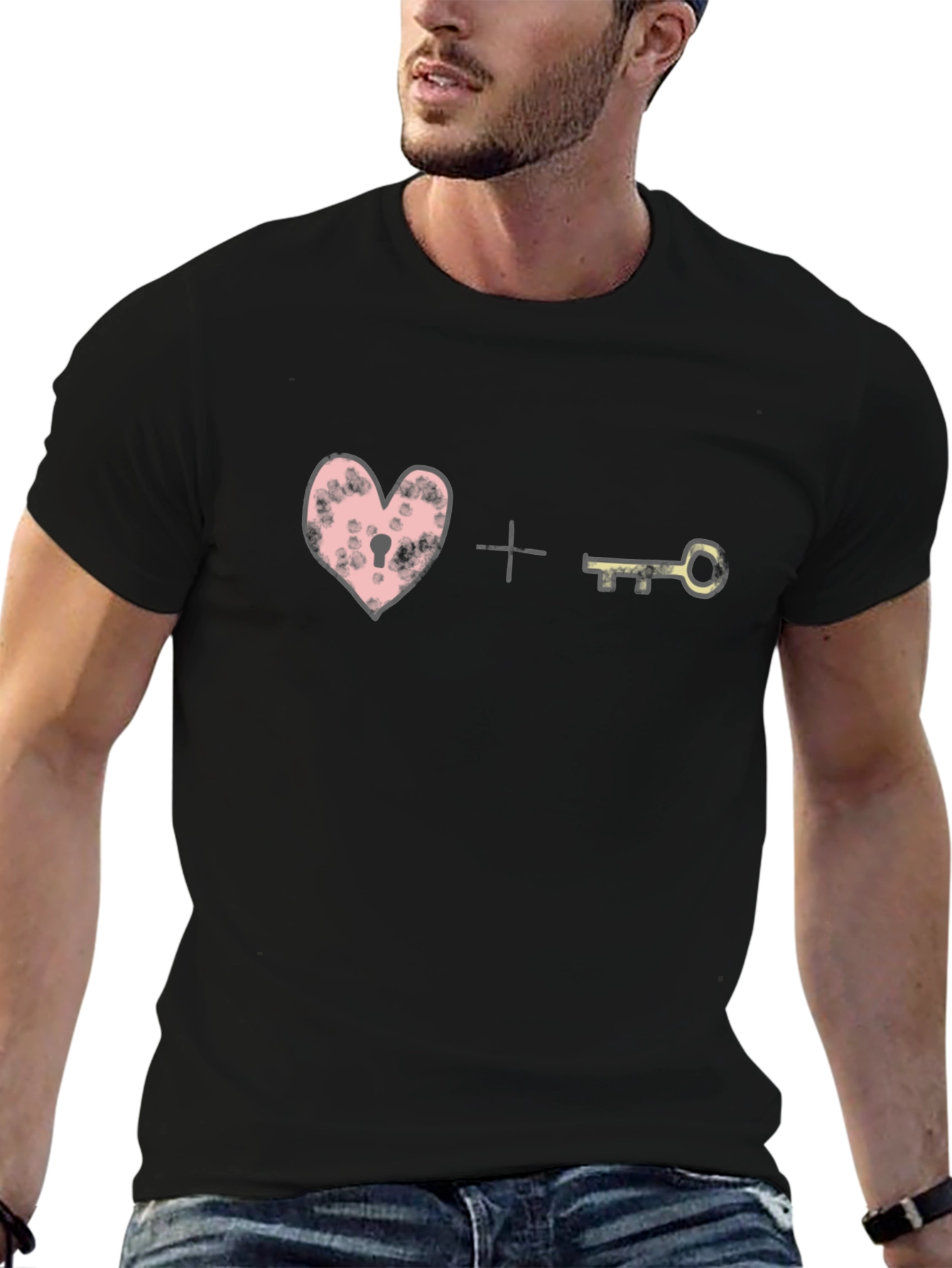 Heart Lock and Key Graphic Tee
