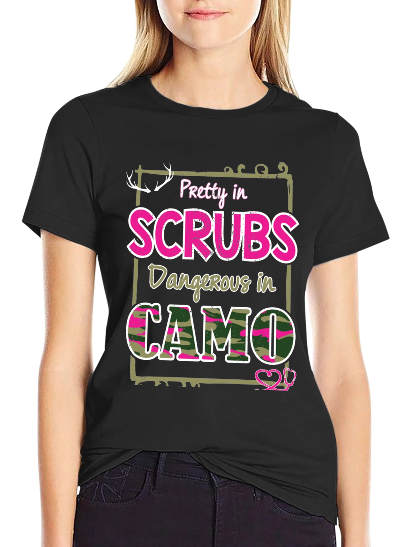 Pretty in Scrubs Camo Graphic Tee