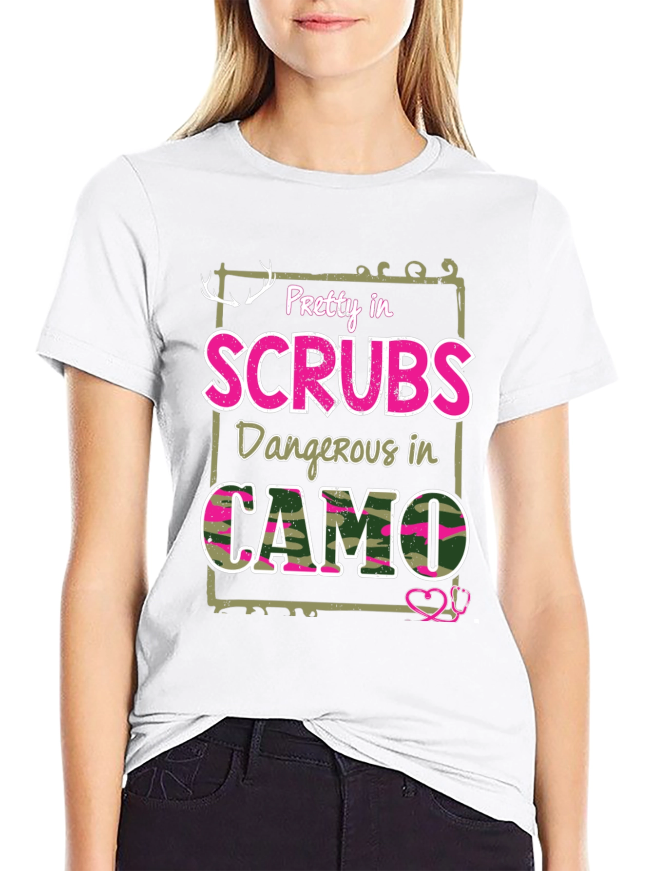 Pretty in Scrubs Camo Graphic Tee
