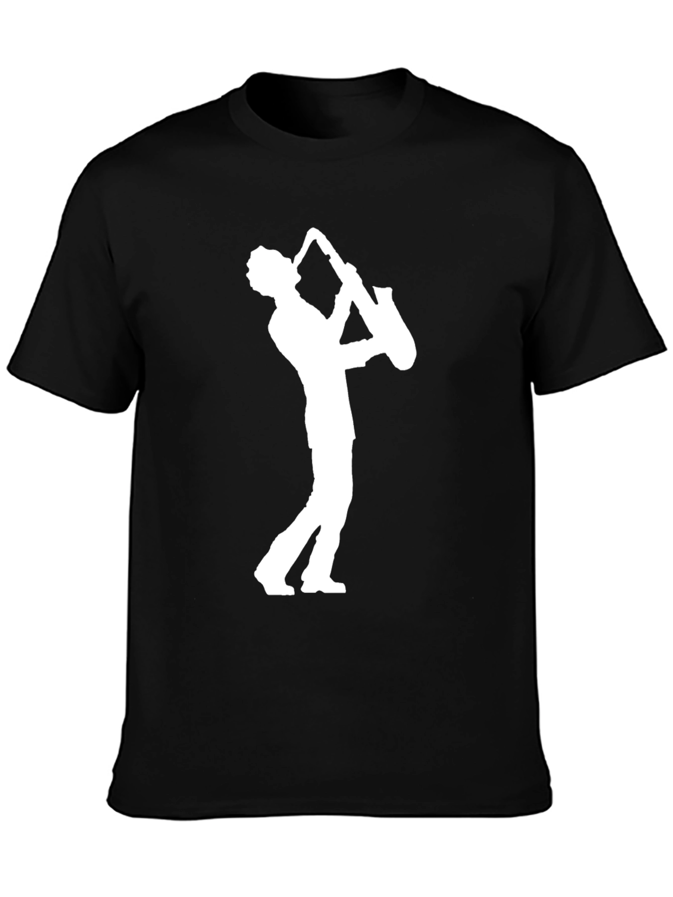 Cool Saxophone Player Graphic Tee - Black Cotton T-Shirt