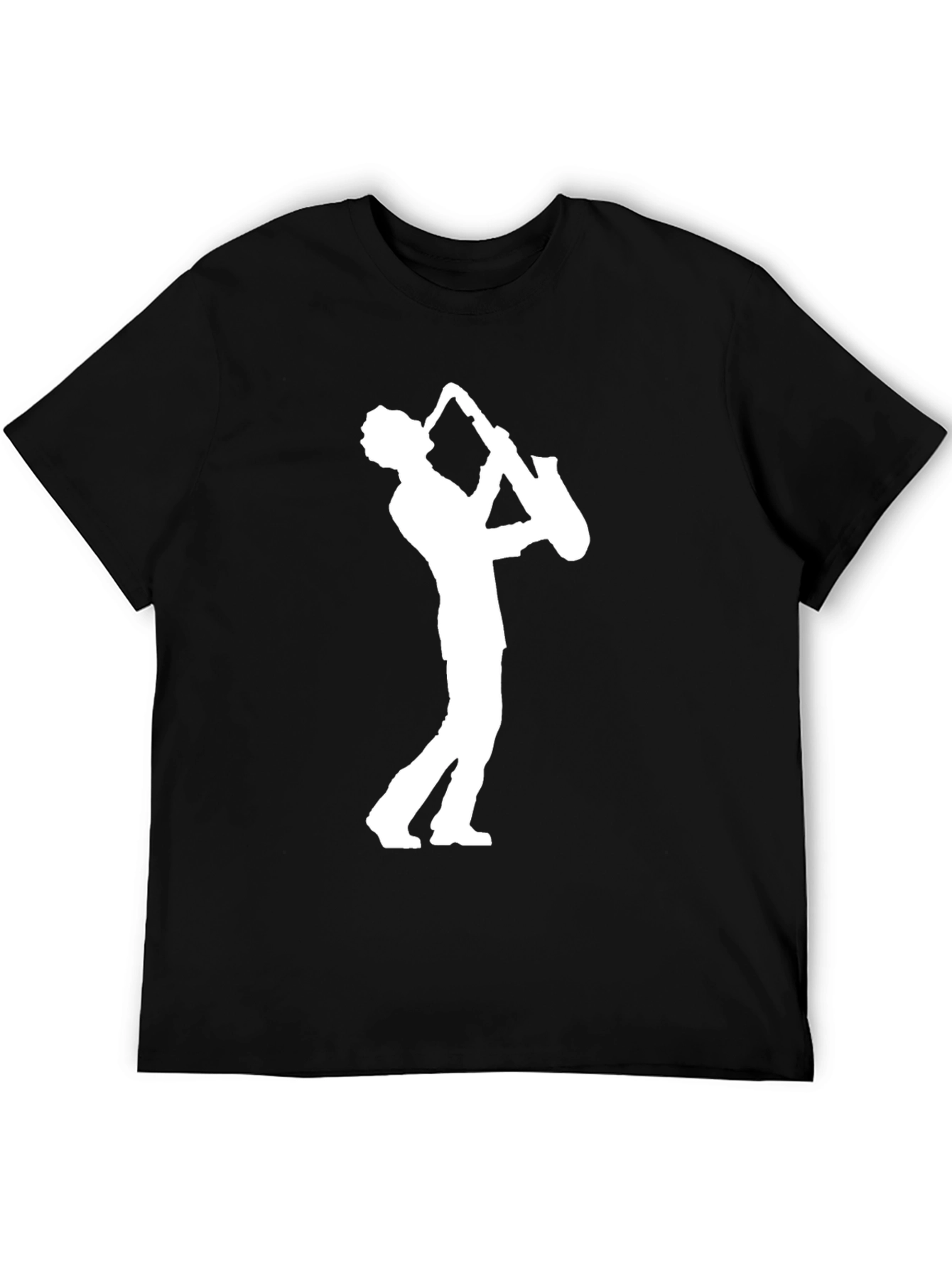 Cool Saxophone Player Graphic Tee - Black Cotton T-Shirt