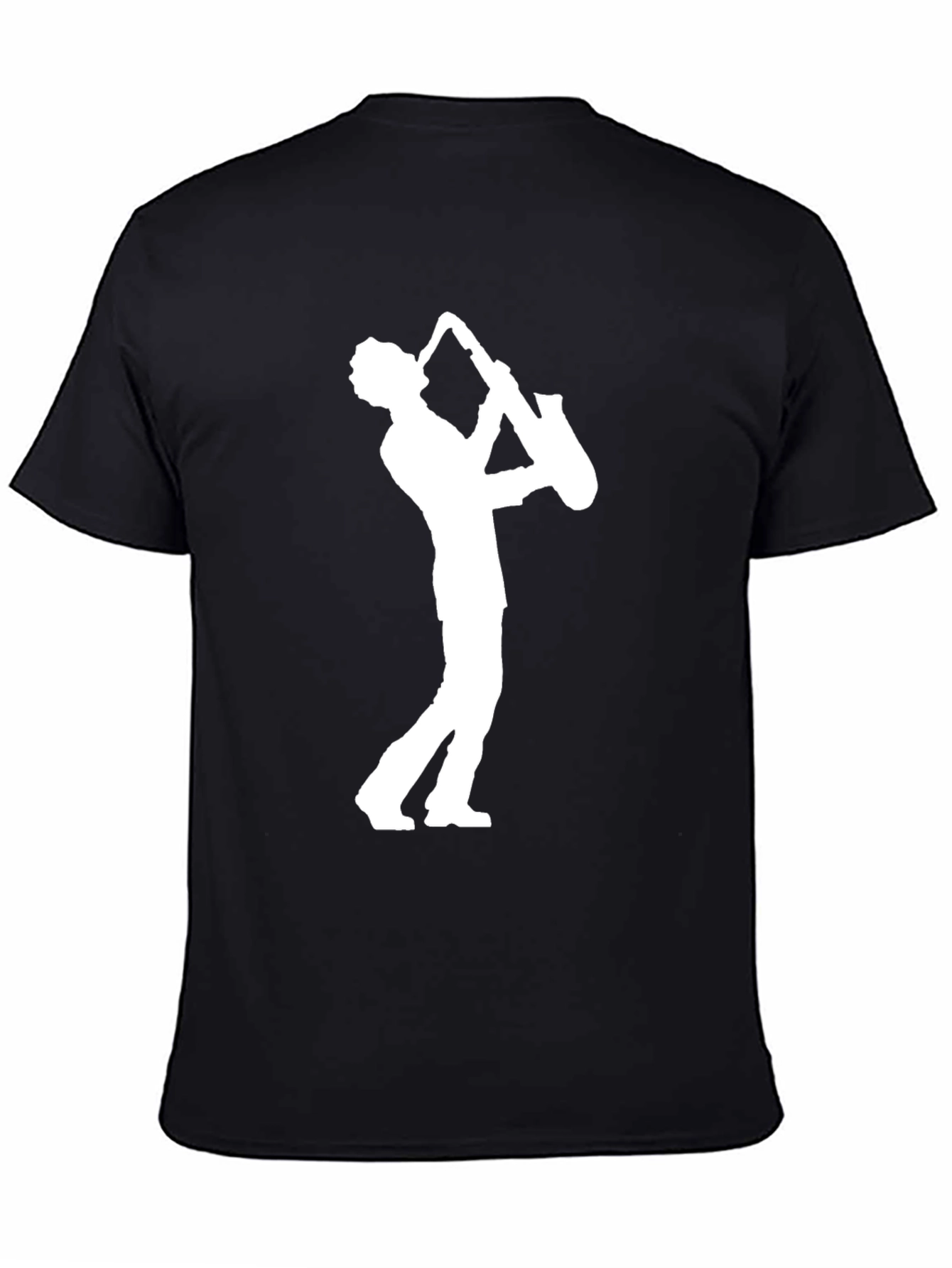Cool Saxophone Player Graphic Tee - Black Cotton T-Shirt