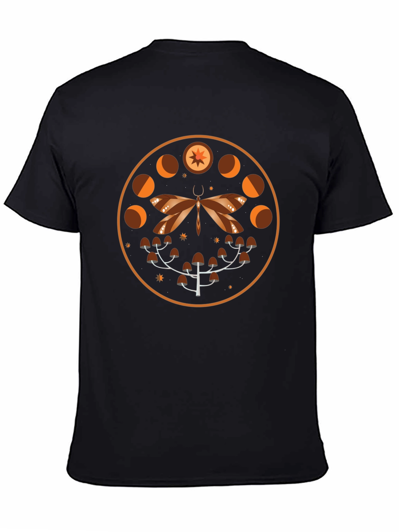 Mystic Moth & Moon Phases Graphic Tee - Black