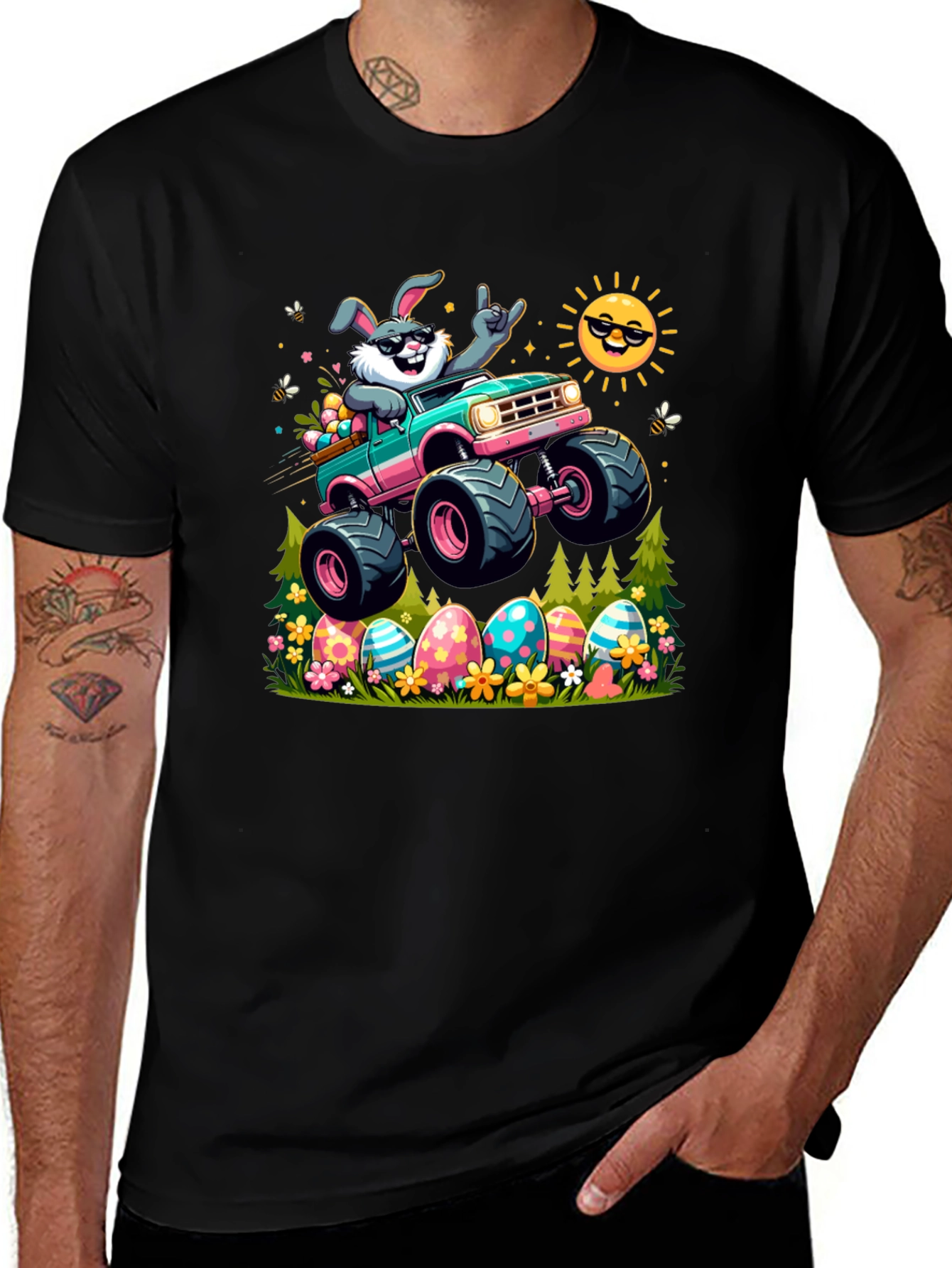 Bunny Easter Monster Truck Graphic Tee