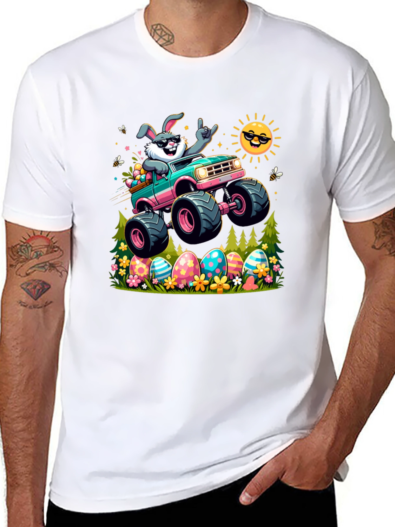Bunny Easter Monster Truck Graphic Tee