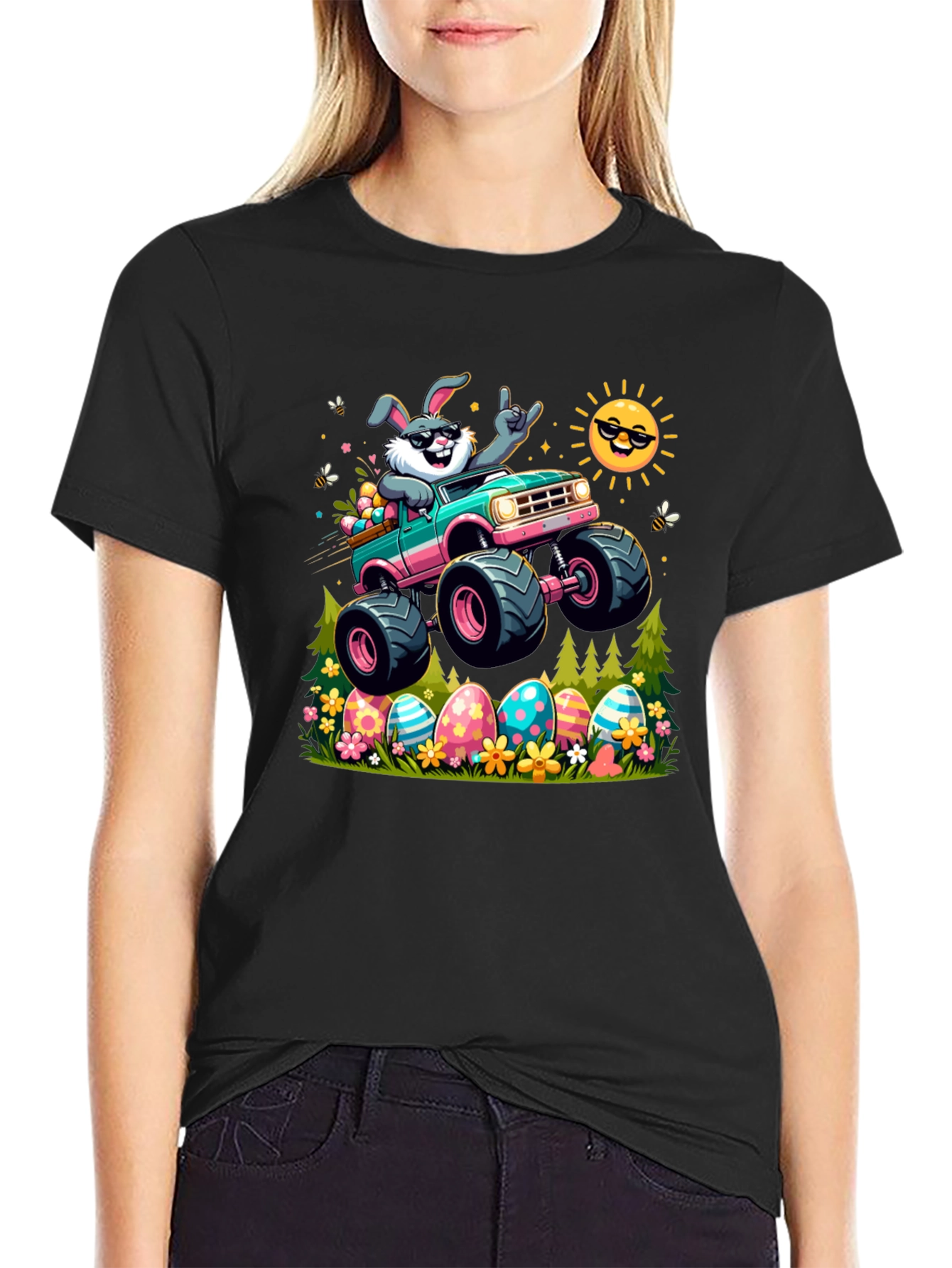 Bunny Easter Monster Truck Graphic Tee
