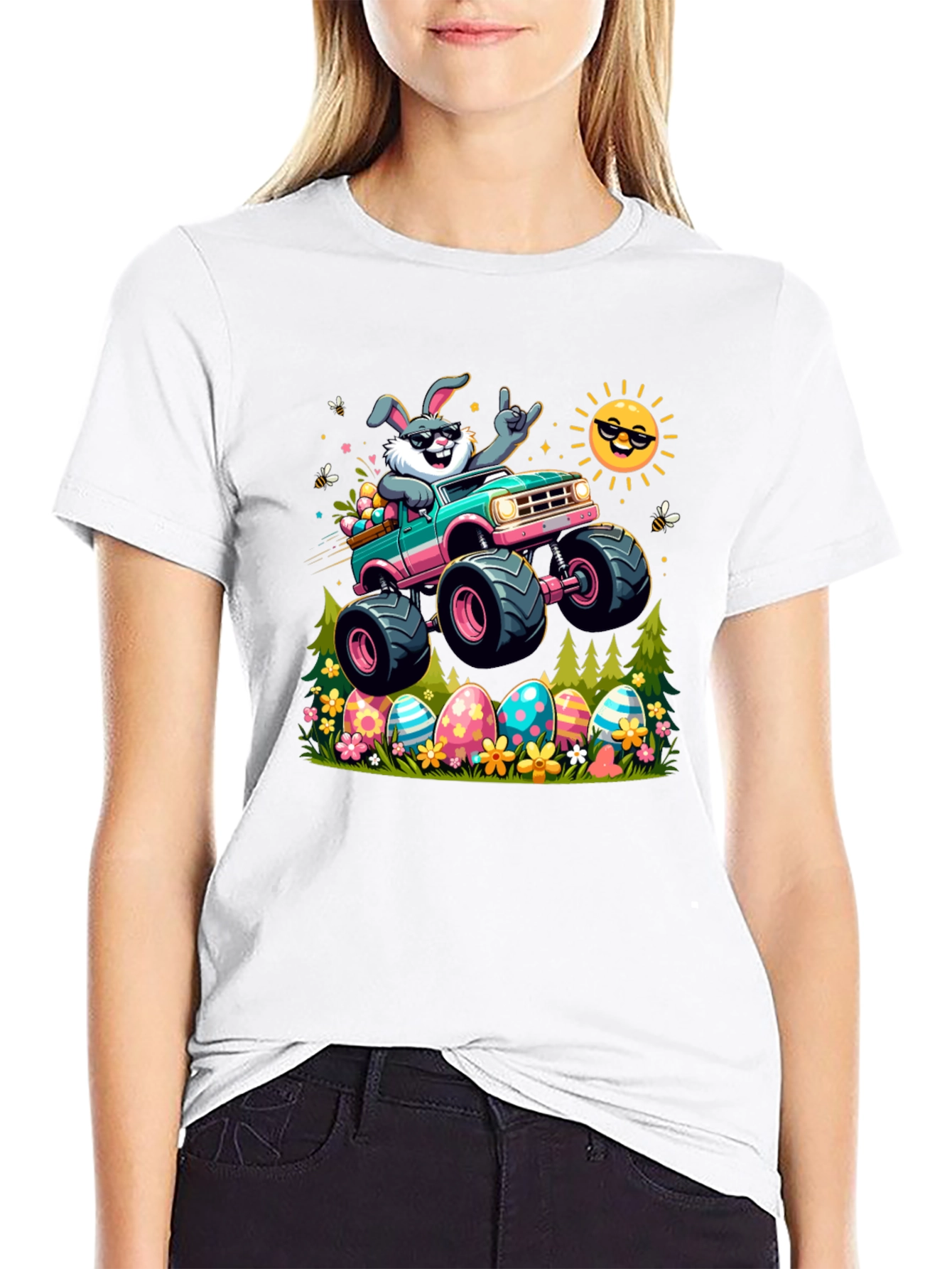Bunny Easter Monster Truck Graphic Tee
