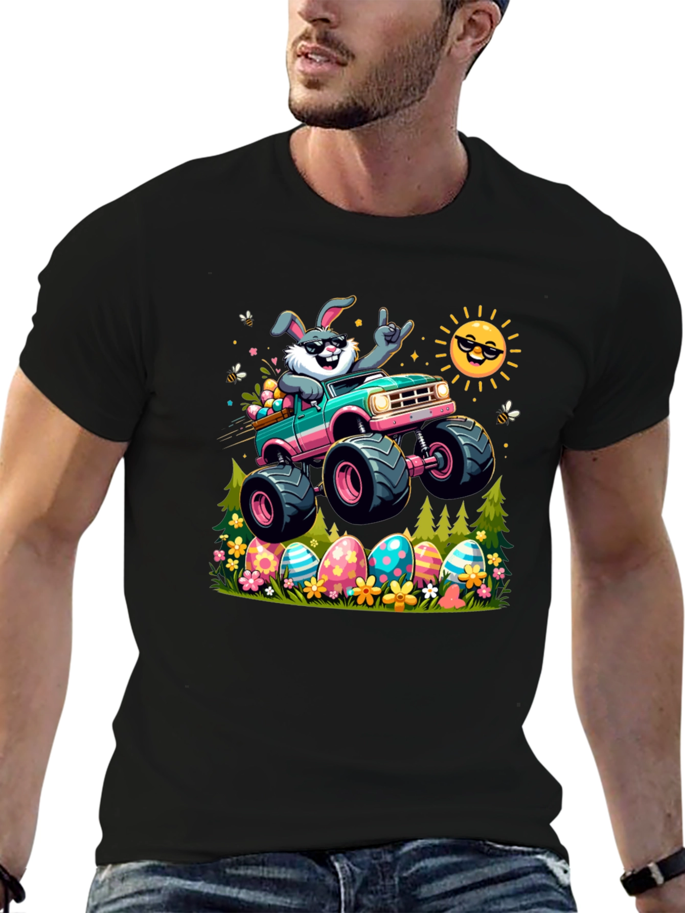 Bunny Easter Monster Truck Graphic Tee