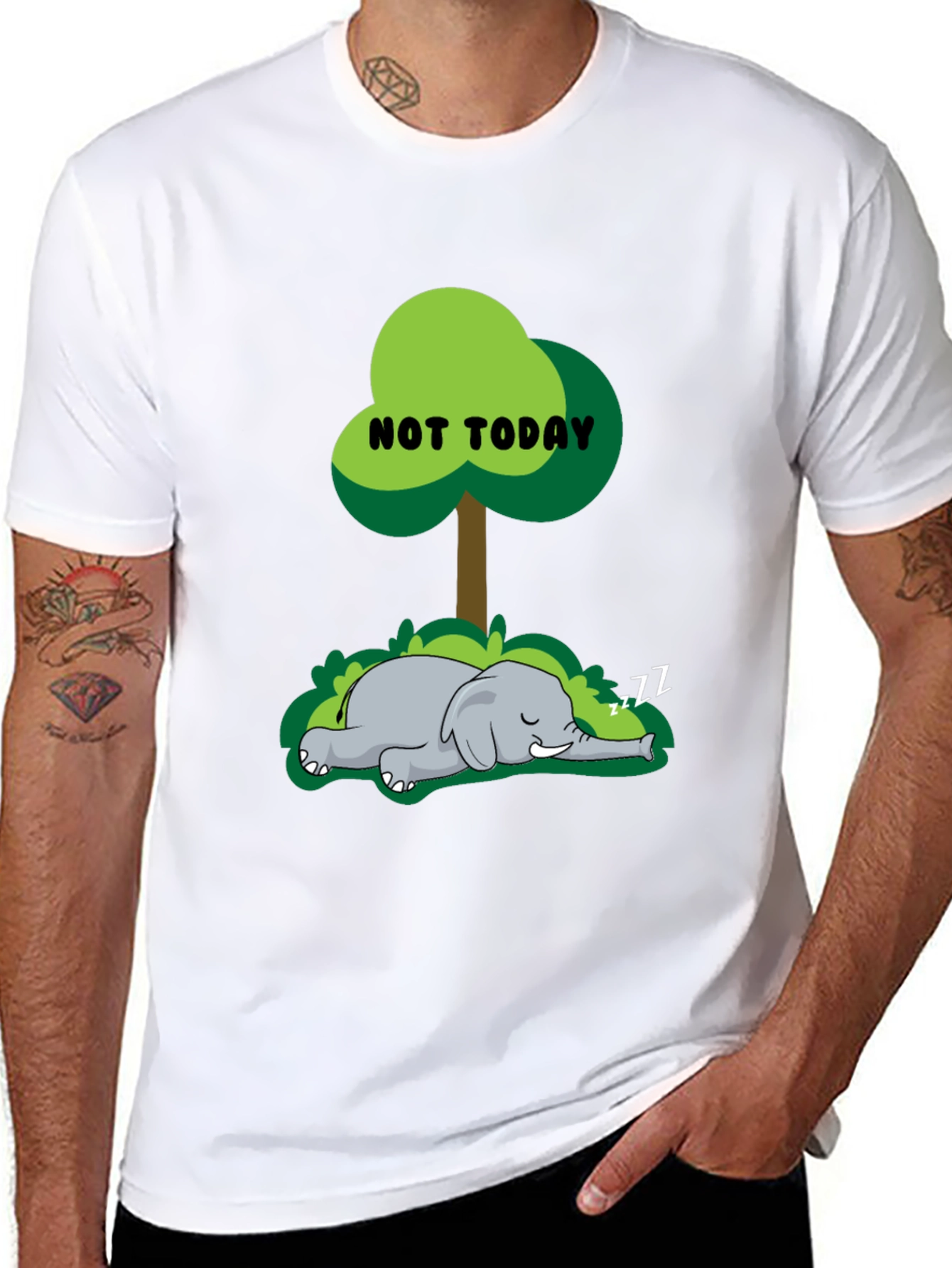 Not Today Elephant Graphic T-Shirt