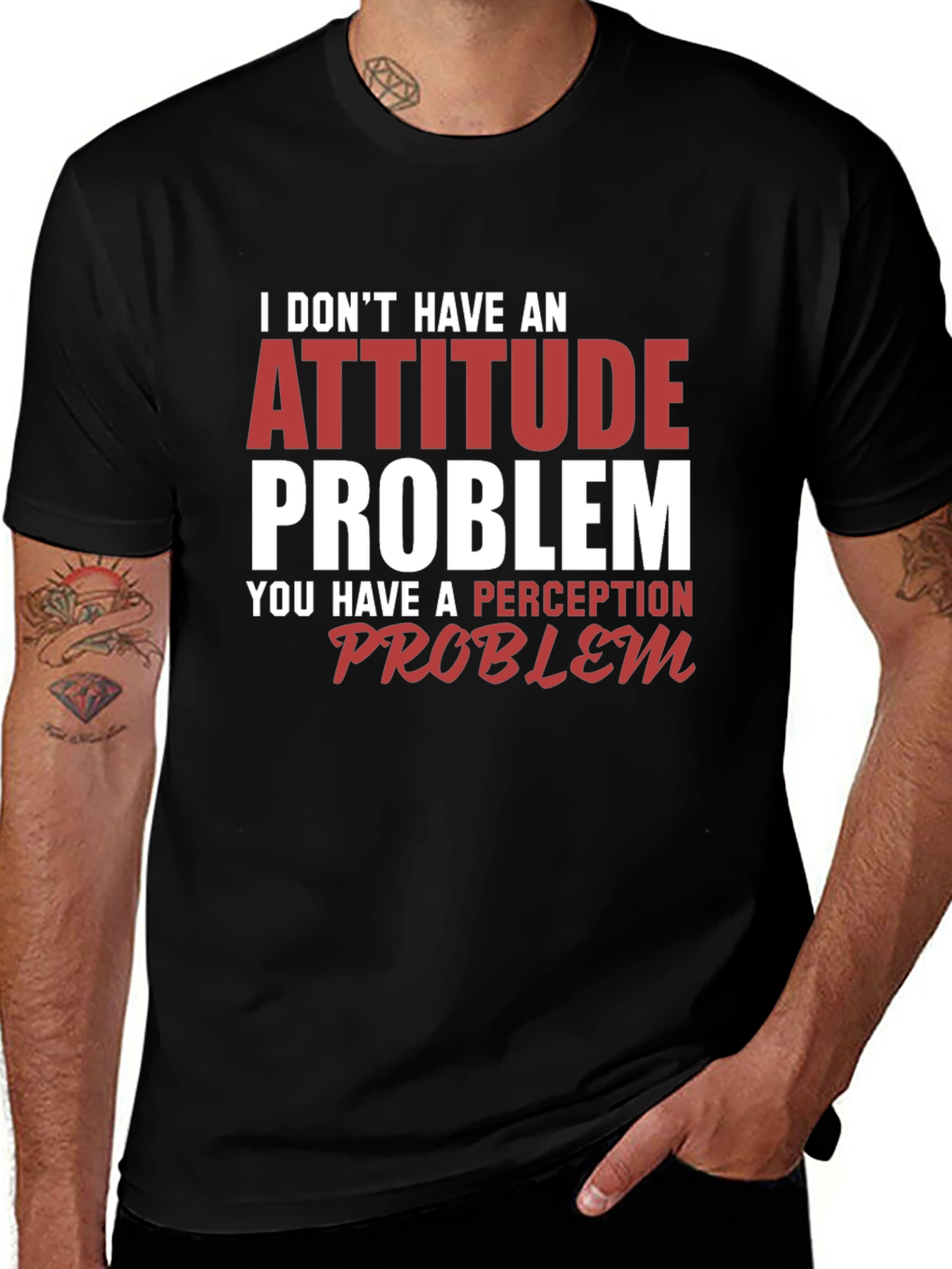 Attitude Problem Graphic Print Crew Neck T-Shirt