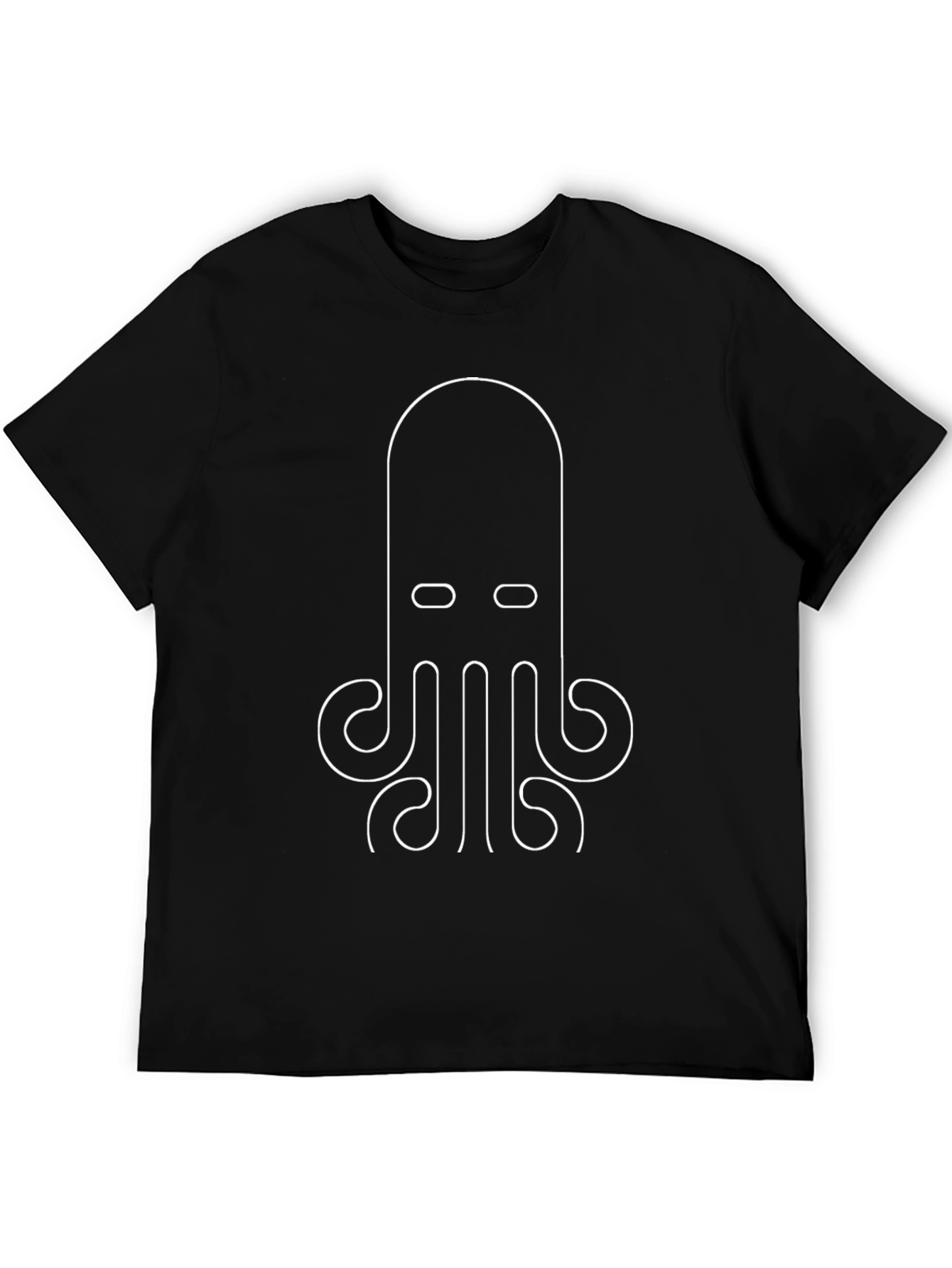 Minimalist Octopus Graphic Tee - Black