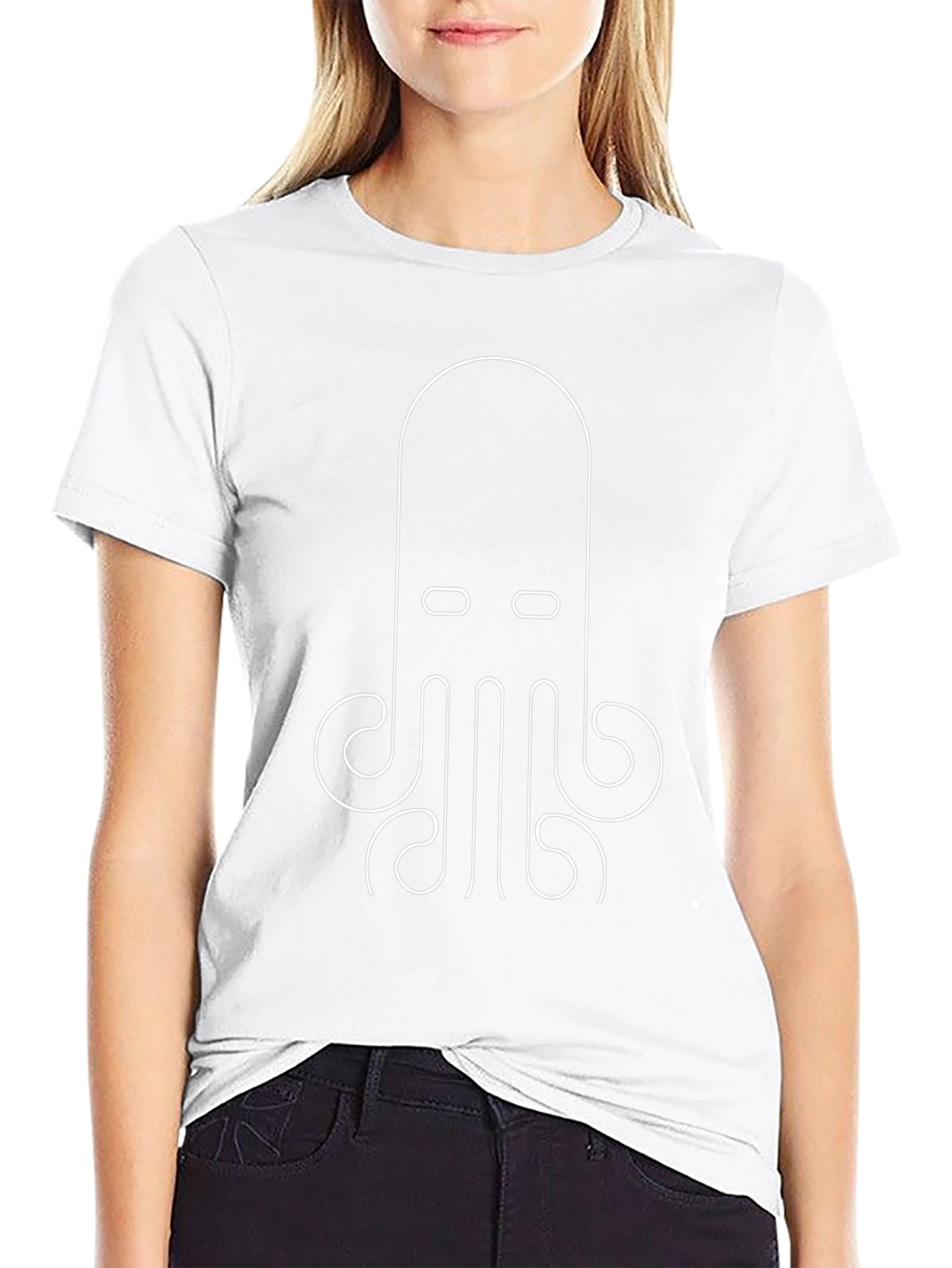 Minimalist Octopus Graphic Tee - Black