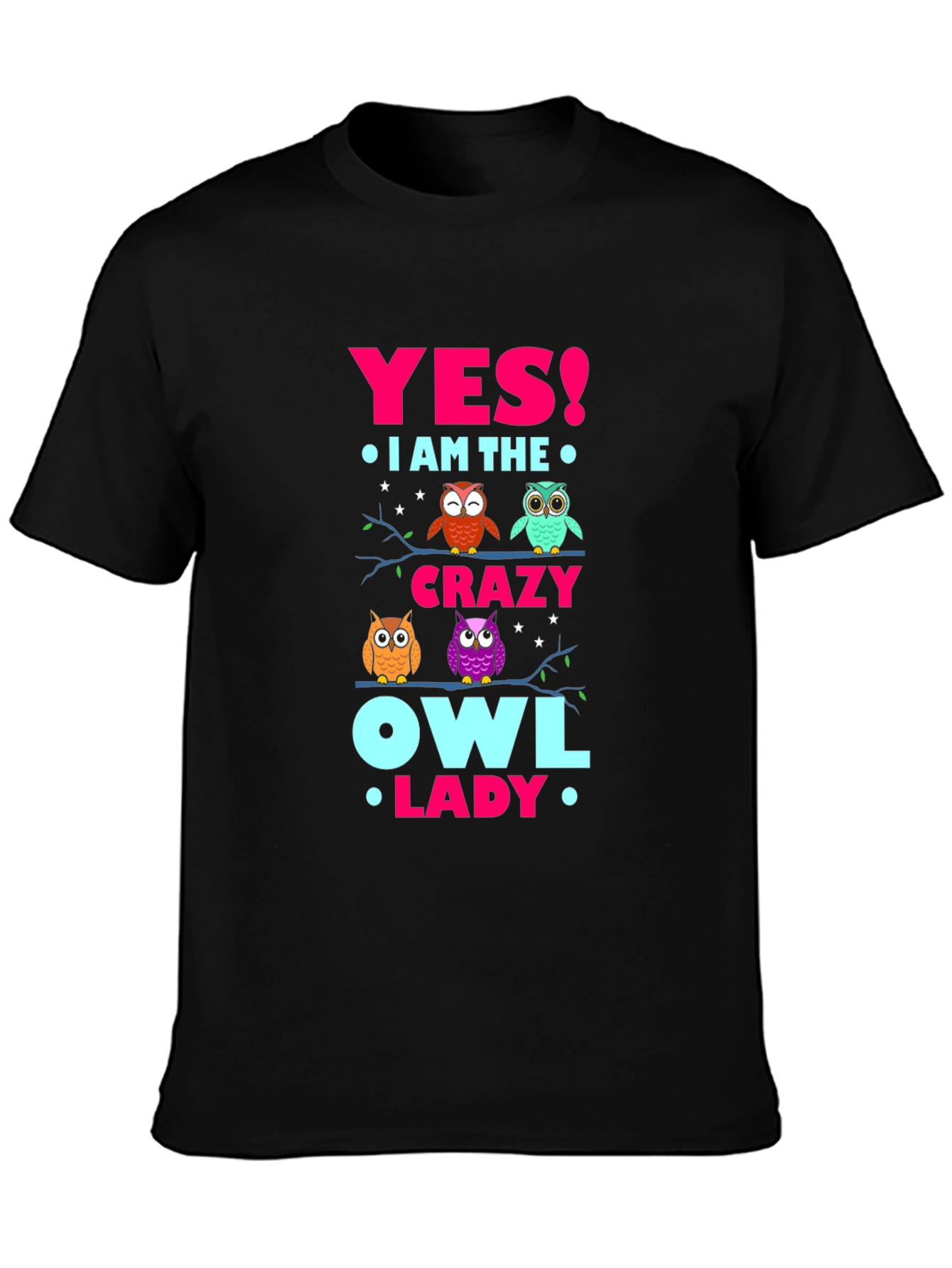 Crazy Owl Lady T-Shirt - Fun Novelty Tee
