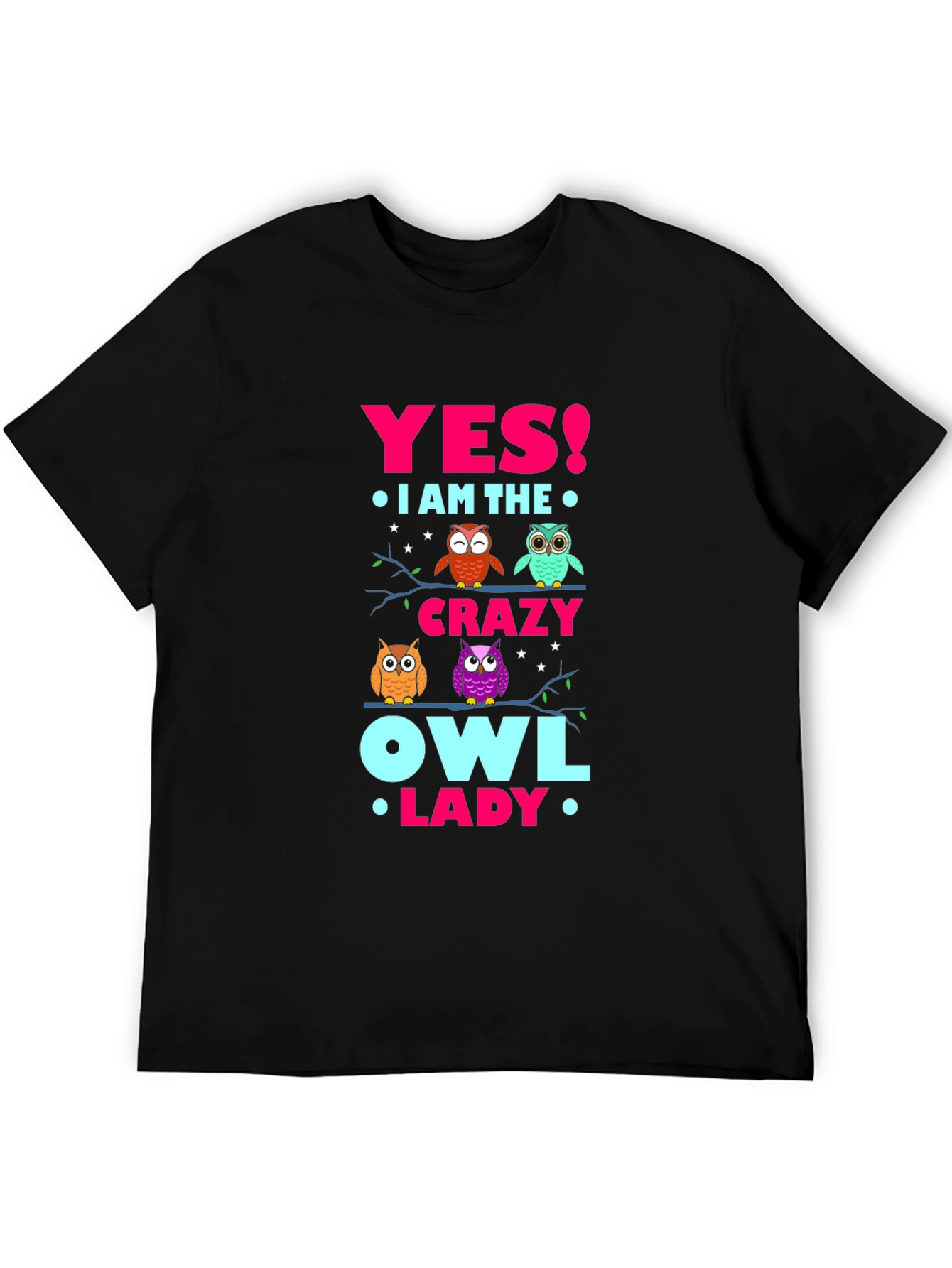 Crazy Owl Lady T-Shirt - Fun Novelty Tee
