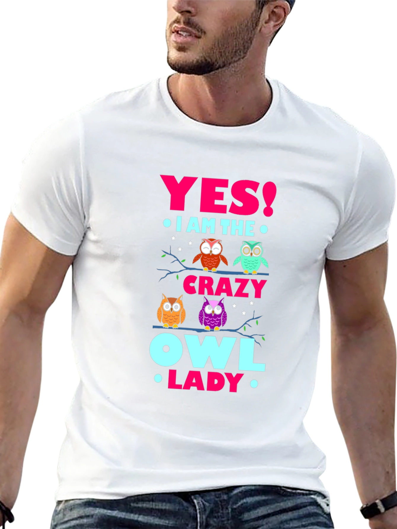 Crazy Owl Lady T-Shirt - Fun Novelty Tee