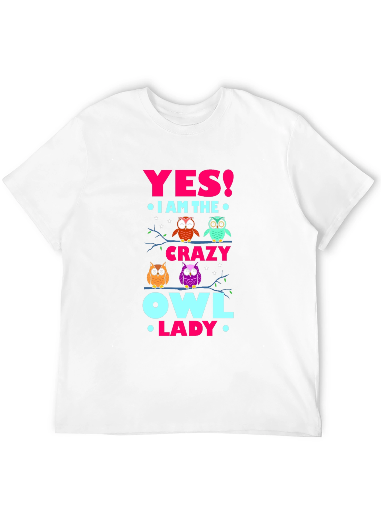 Crazy Owl Lady T-Shirt - Fun Novelty Tee