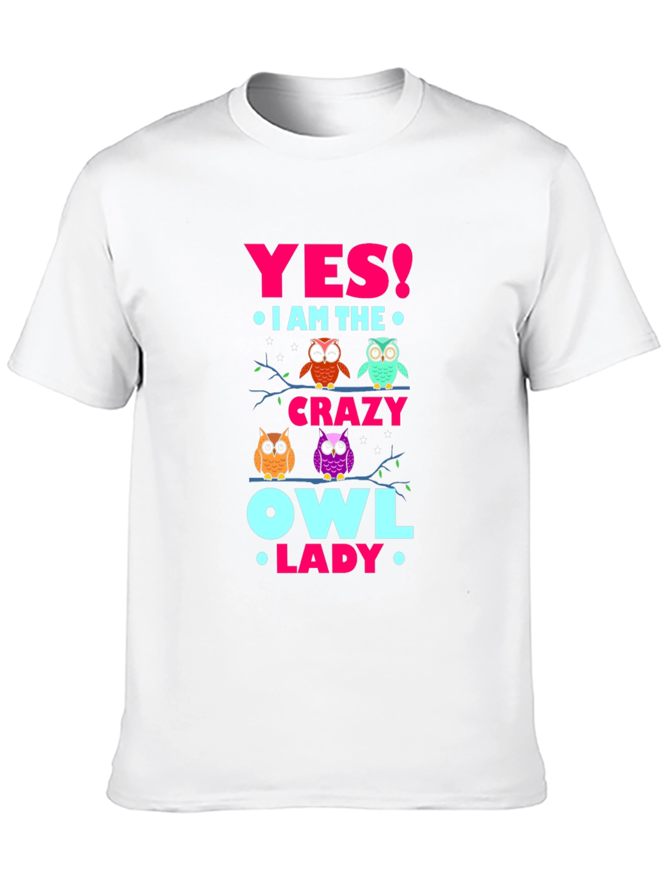 Crazy Owl Lady T-Shirt - Fun Novelty Tee