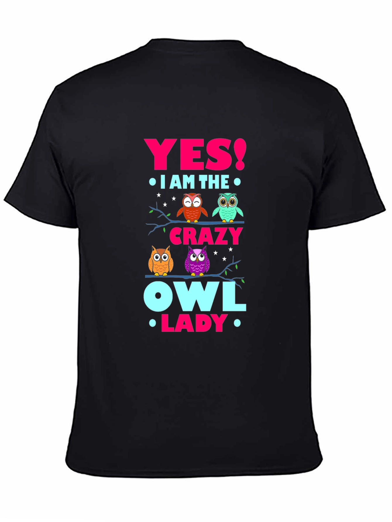 Crazy Owl Lady T-Shirt - Fun Novelty Tee