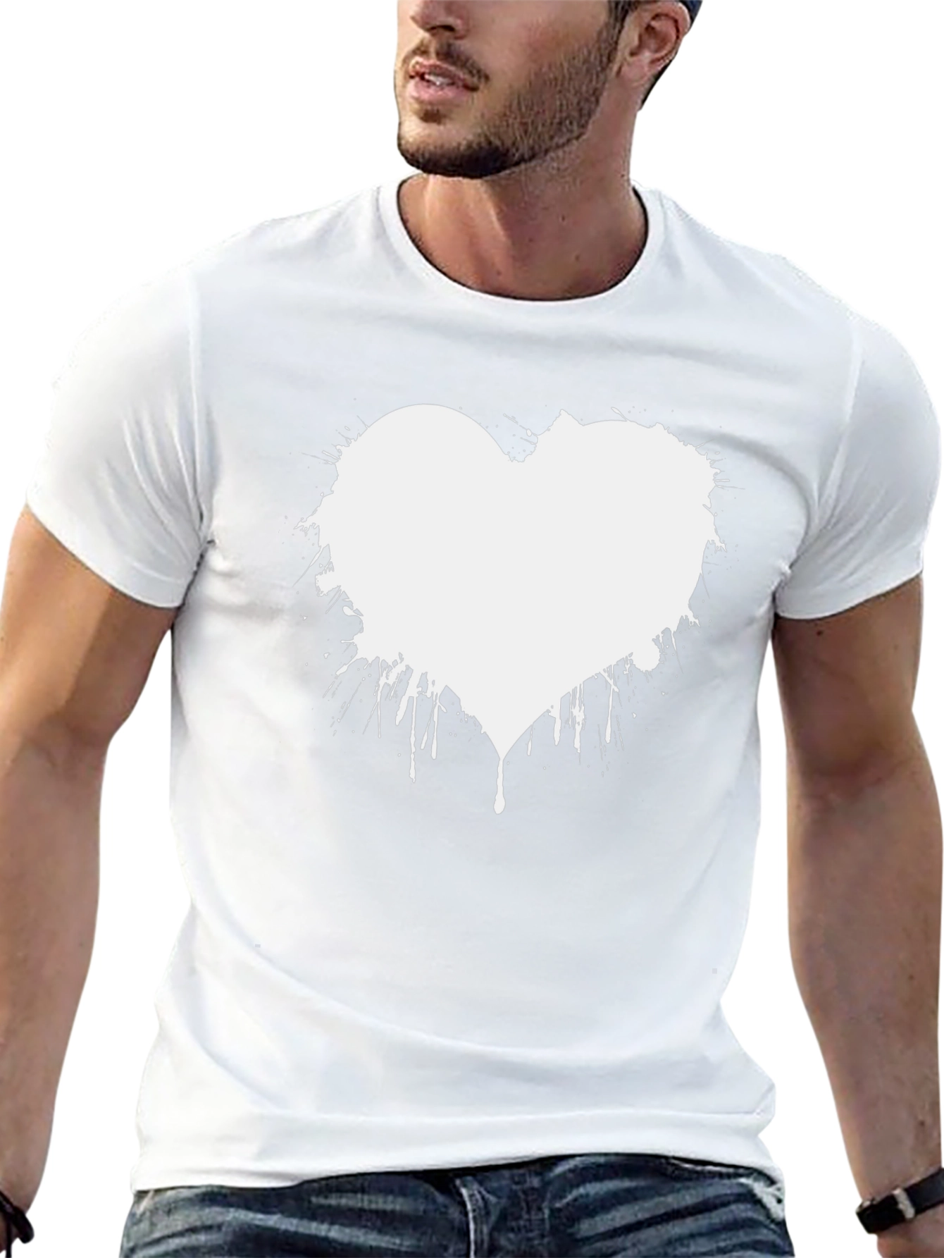 Abstract Heart Graphic Tee - Modern Black T-Shirt