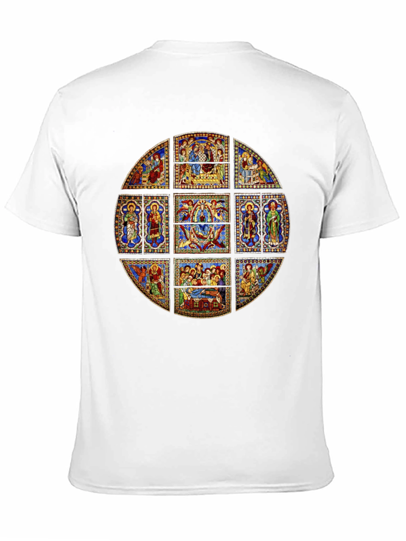 Stained Glass Art T-Shirt - Unique Religious Design