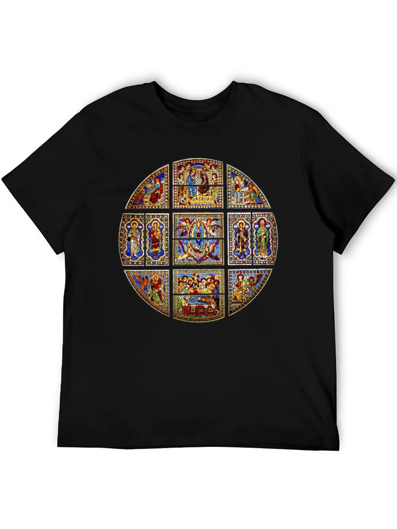 Stained Glass Art T-Shirt - Unique Religious Design