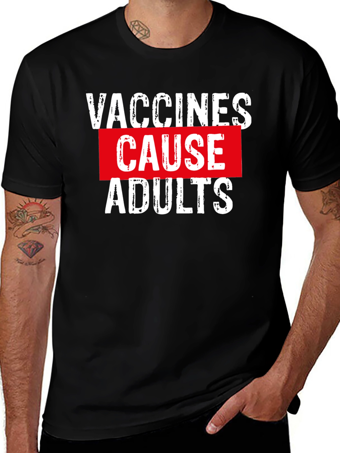 Vaccines Cause Adults Graphic Tee - Black