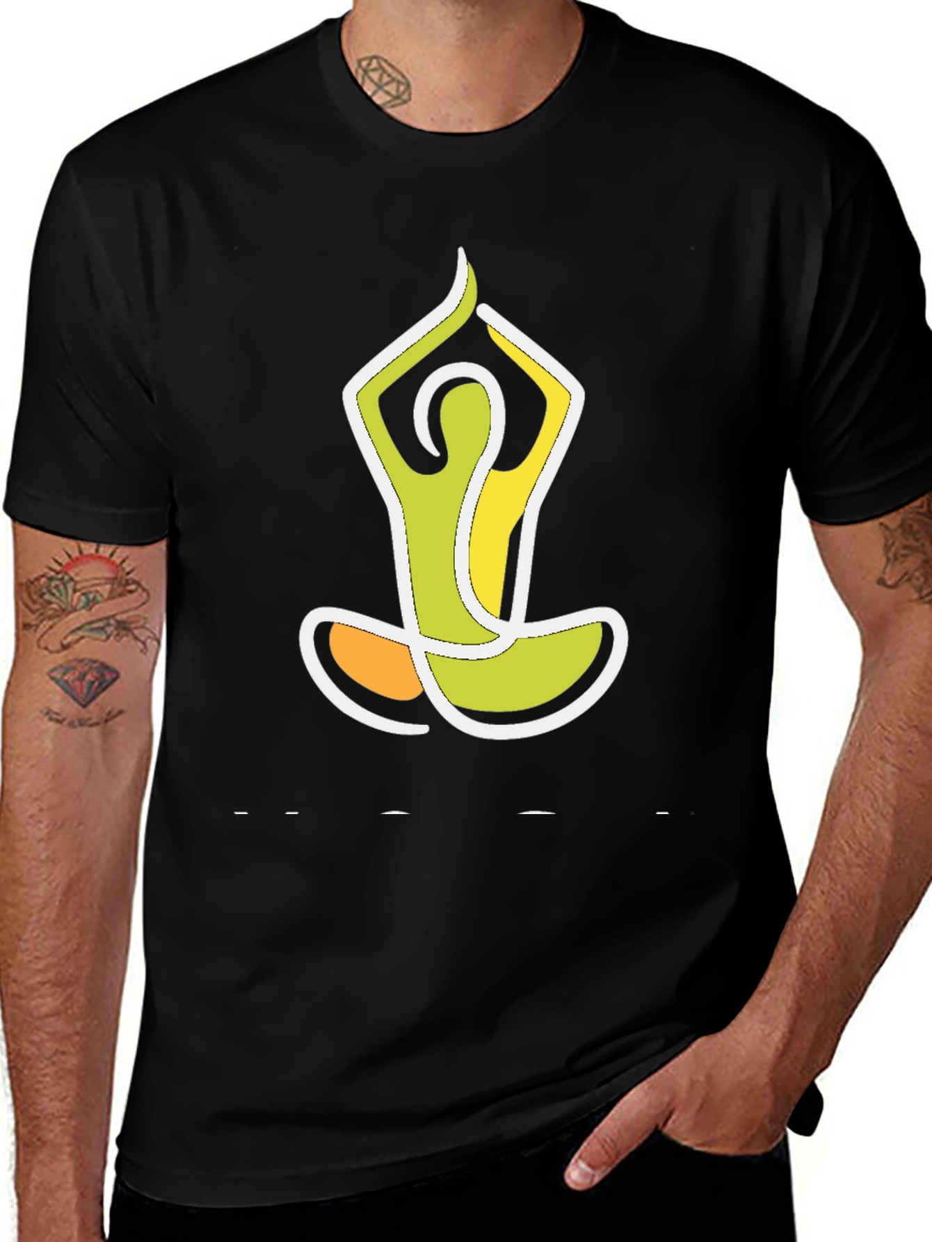 Yoga Pose Graphic Tee - Black Cotton Blend Shirt