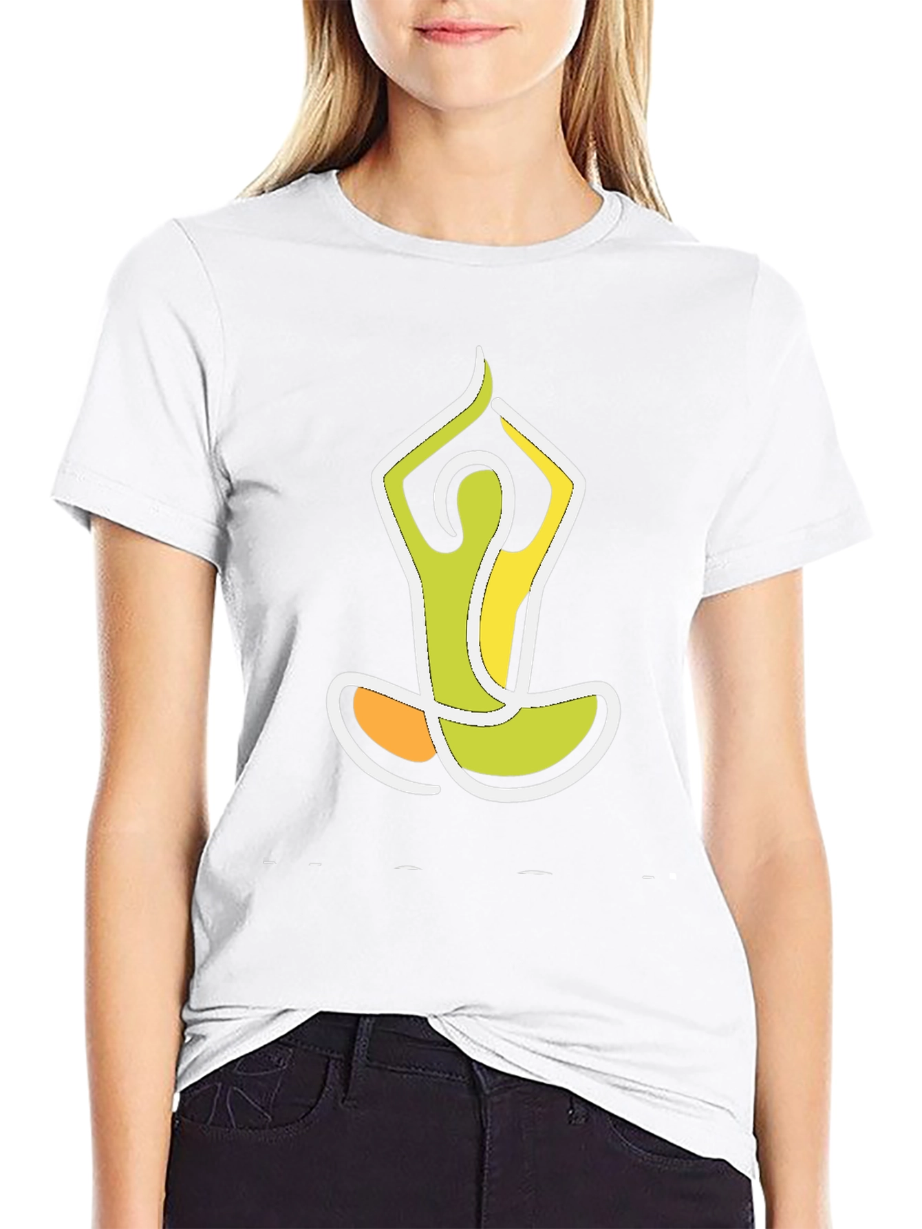 Yoga Pose Graphic Tee - Black Cotton Blend Shirt