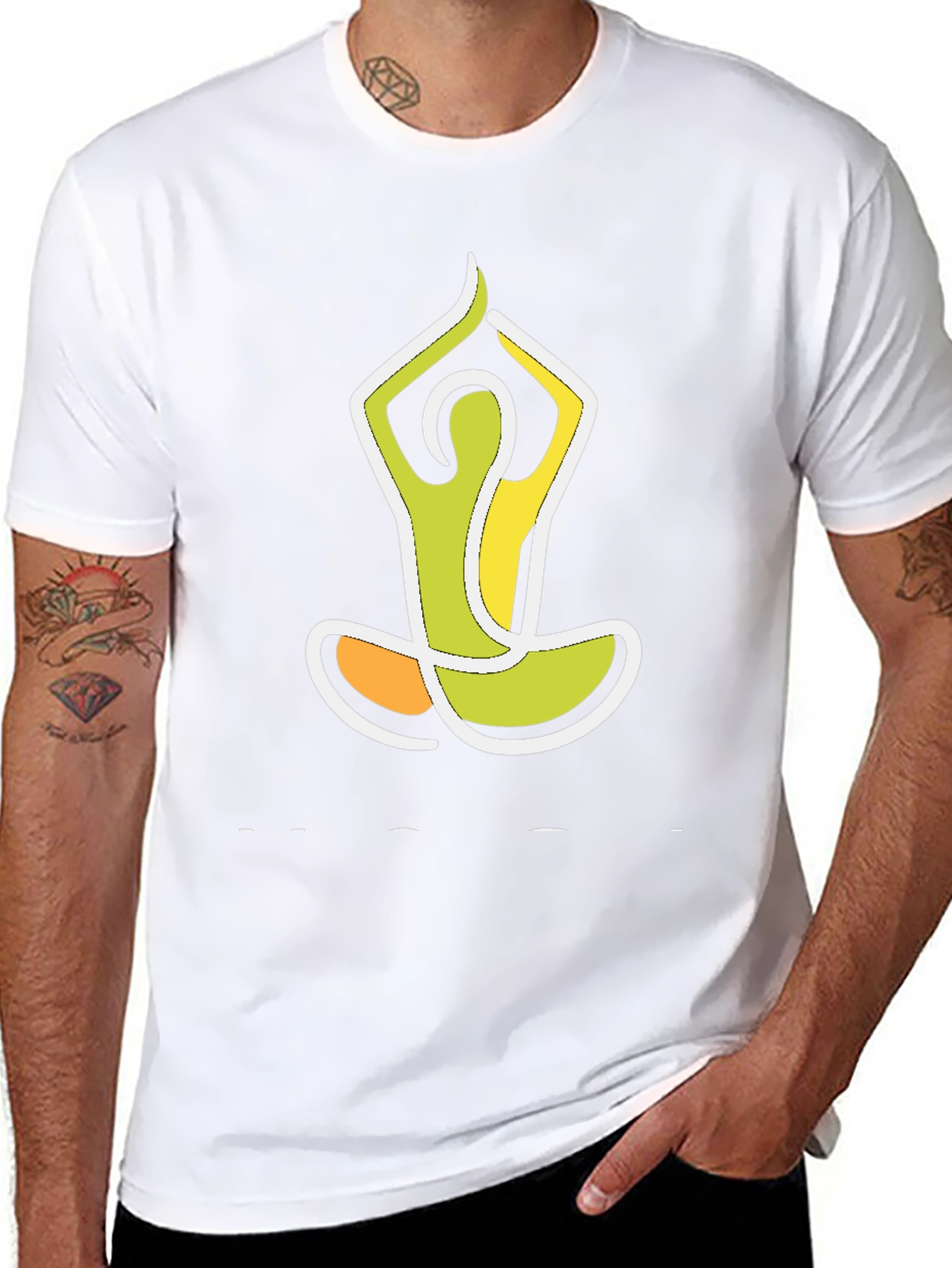 Yoga Pose Graphic Tee - Black Cotton Blend Shirt