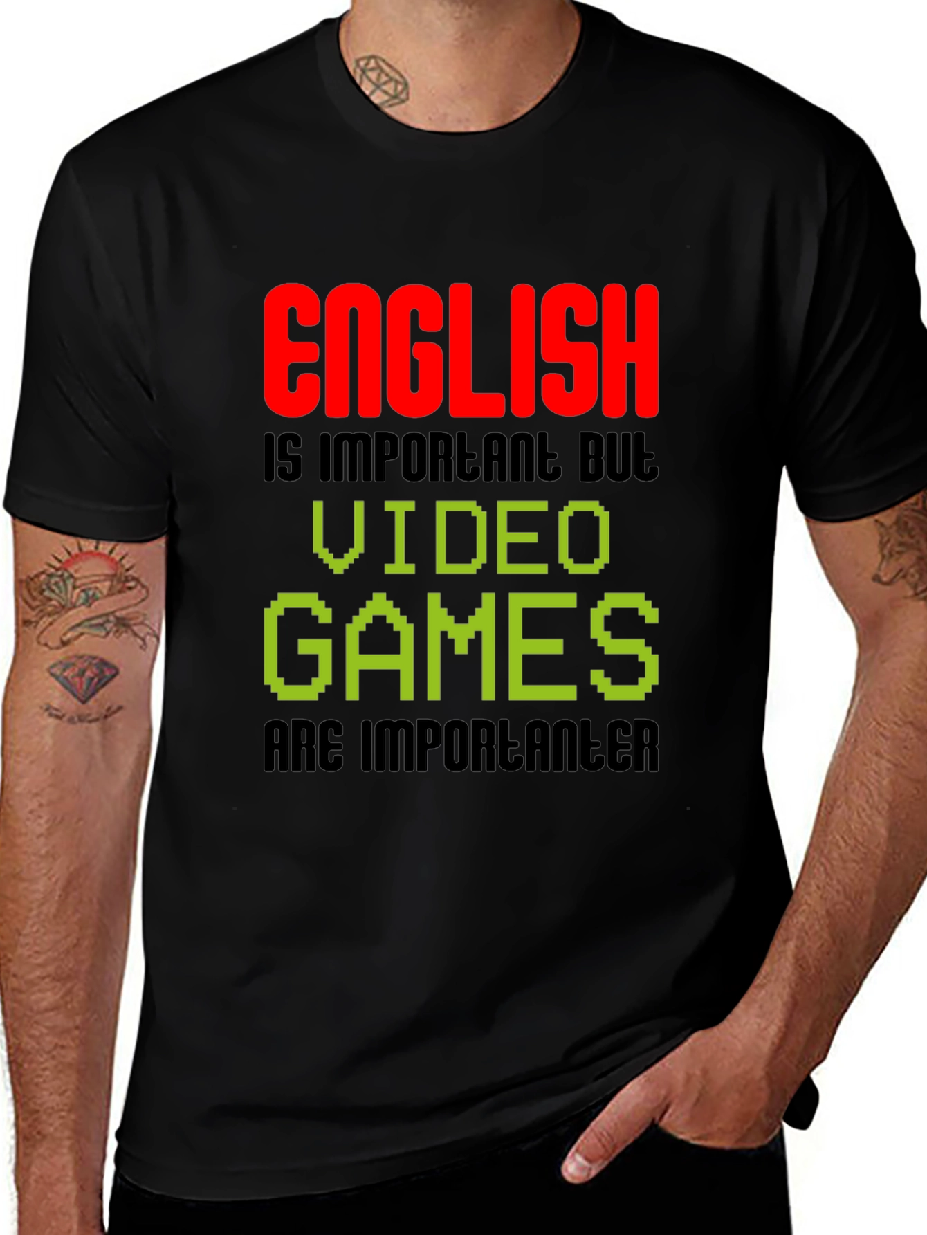 English vs. Video Games Graphic T-Shirt