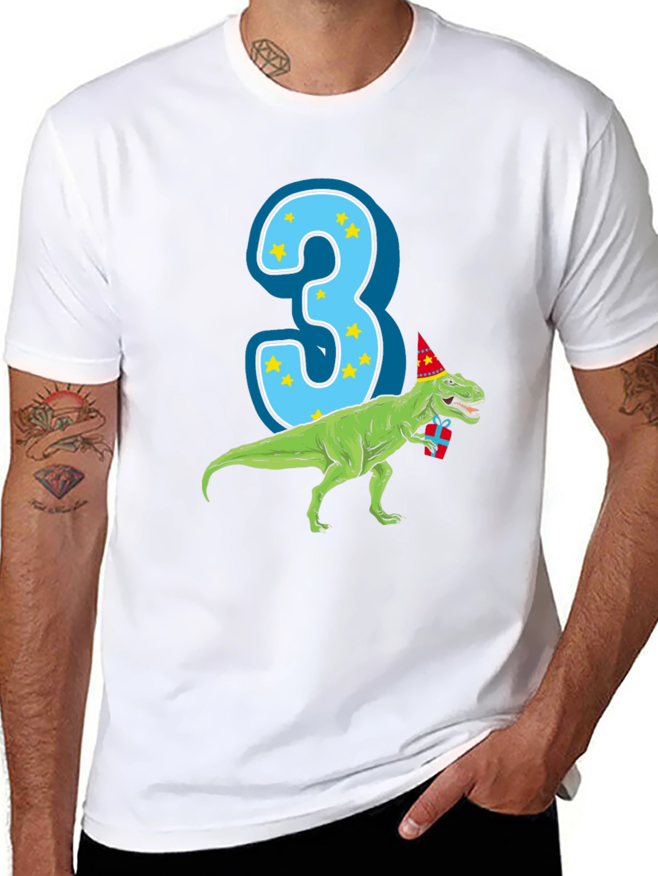 Dino Birthday Boy T-Shirt - Number 3 Dinosaur Tee
