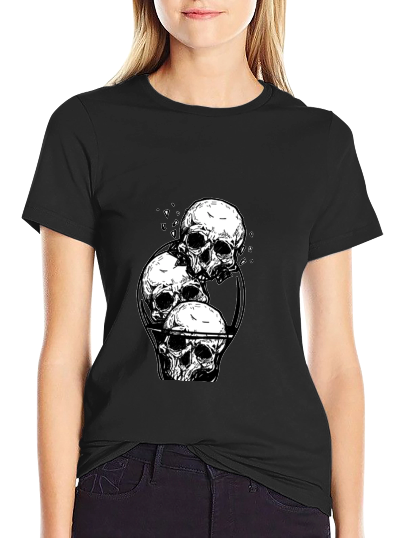 Skull Graphic Tee - Edgy Black T-Shirt