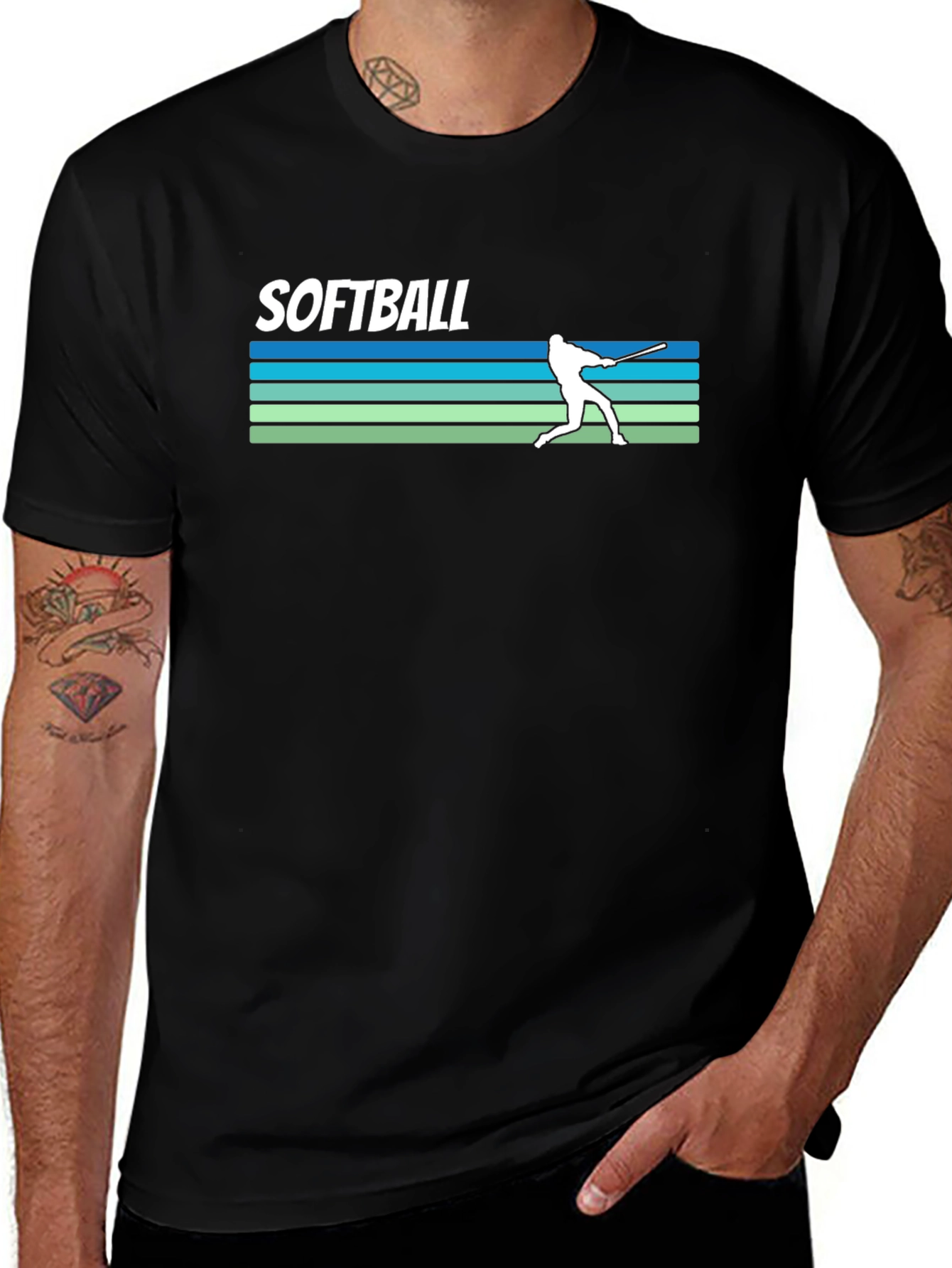 Softball Retro Style Graphic Tee - Black