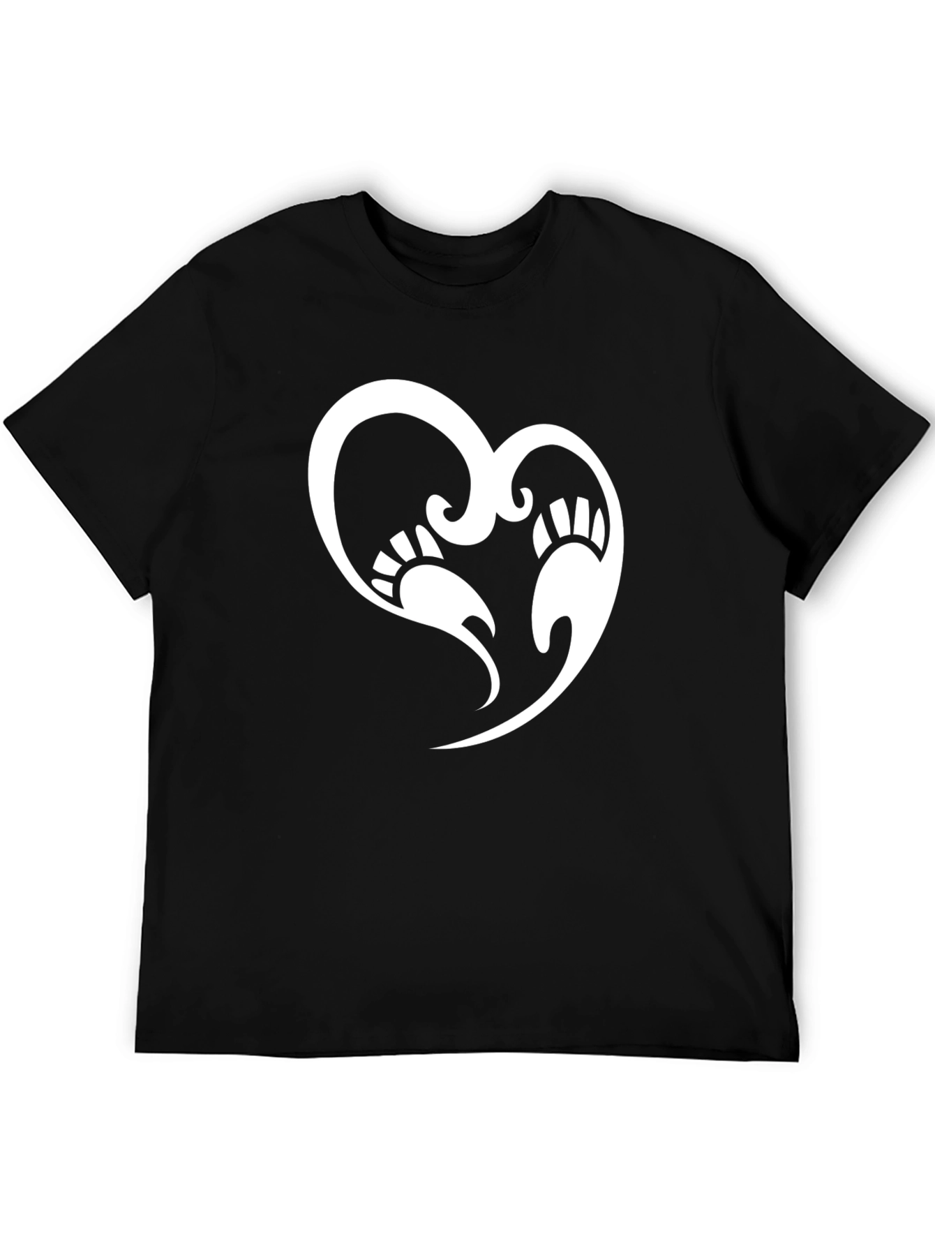 Bear Paw Heart Graphic T-Shirt - Black Casual Tee