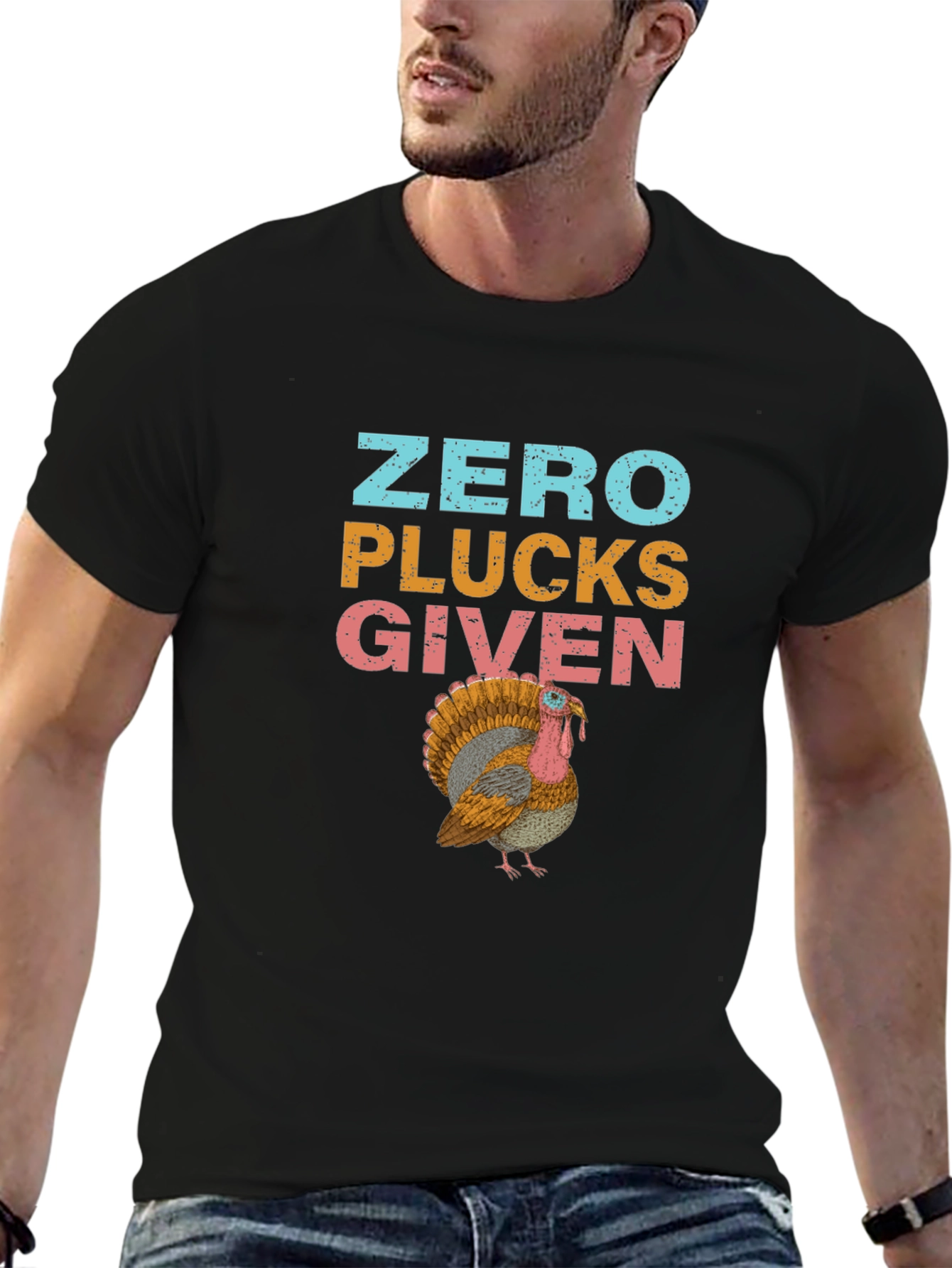 Zero Plucks Given Turkey Graphic T-Shirt