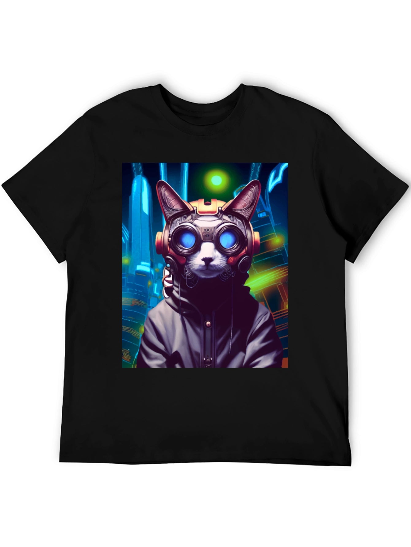 Cyberpunk Cat Graphic Tee - Unique Urban Style