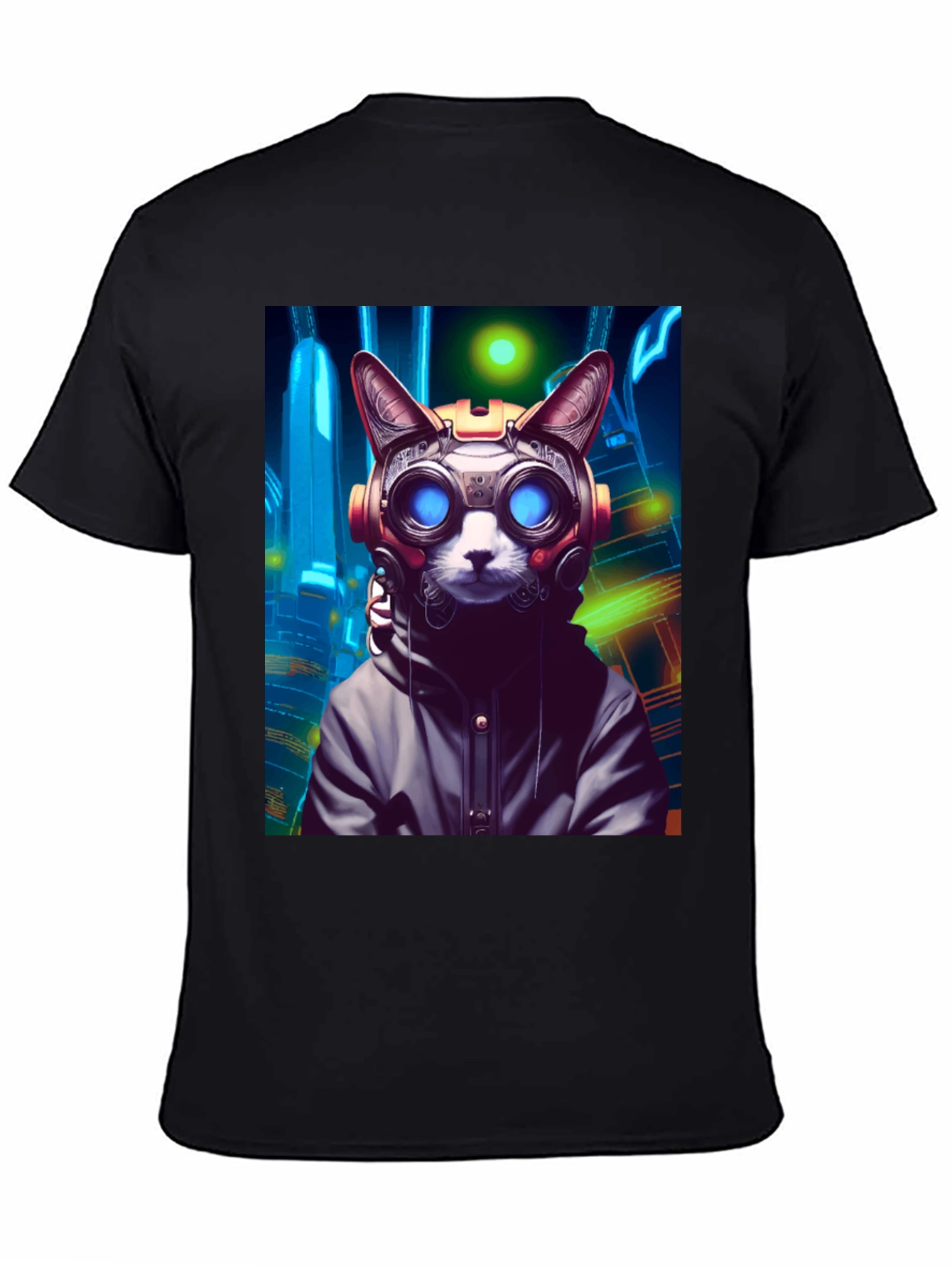 Cyberpunk Cat Graphic Tee - Unique Urban Style
